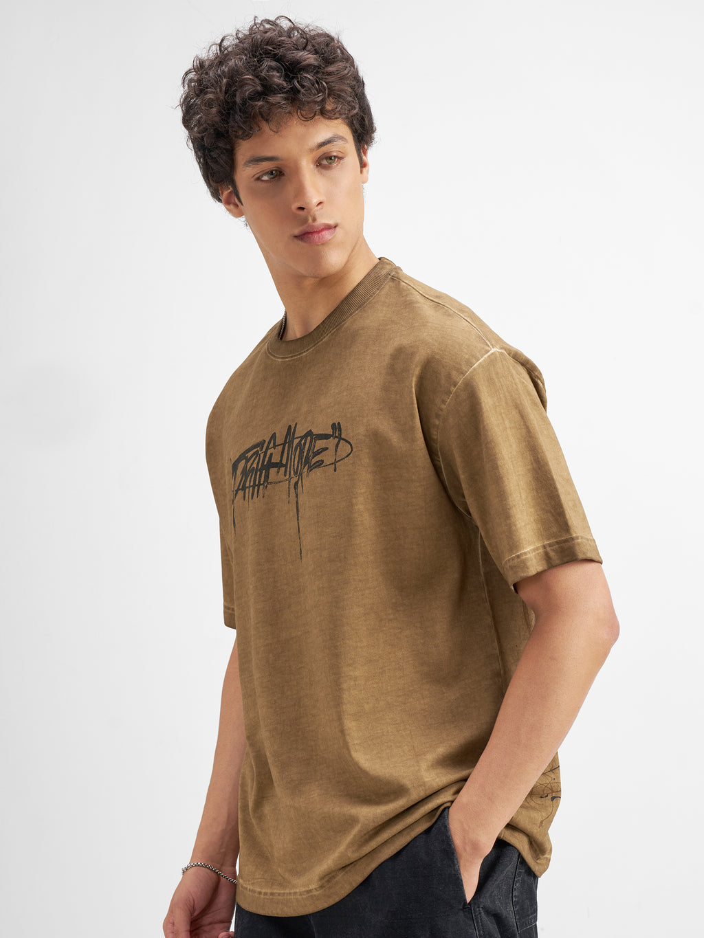 Highlander Men Brown Printed Round Neck T-Shirt - Brown - Image 4