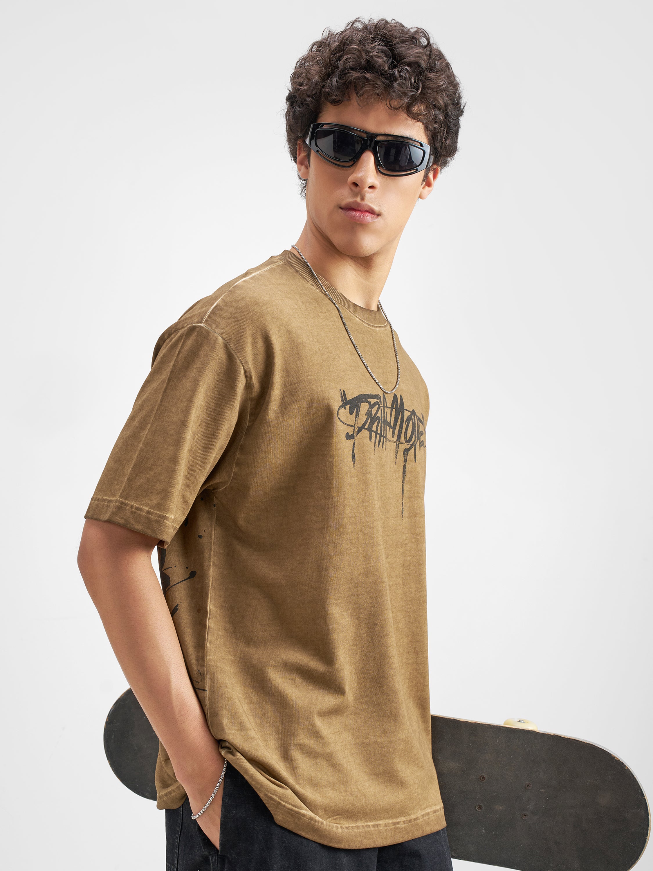 Highlander Men Brown Printed Round Neck T-Shirt - Brown - Image 6