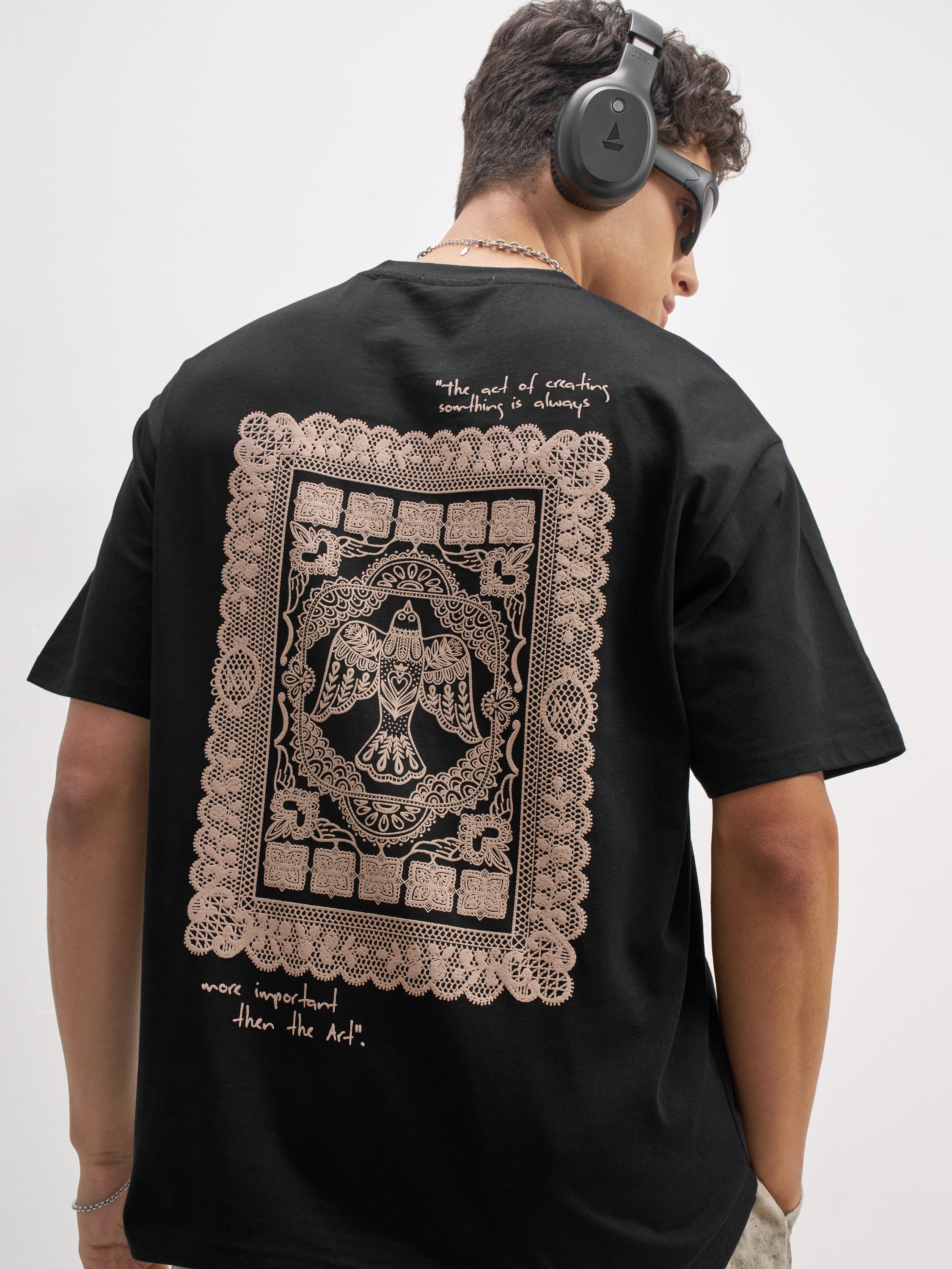Highlander Men Black Printed Round Neck T-Shirt - Black - Image 1