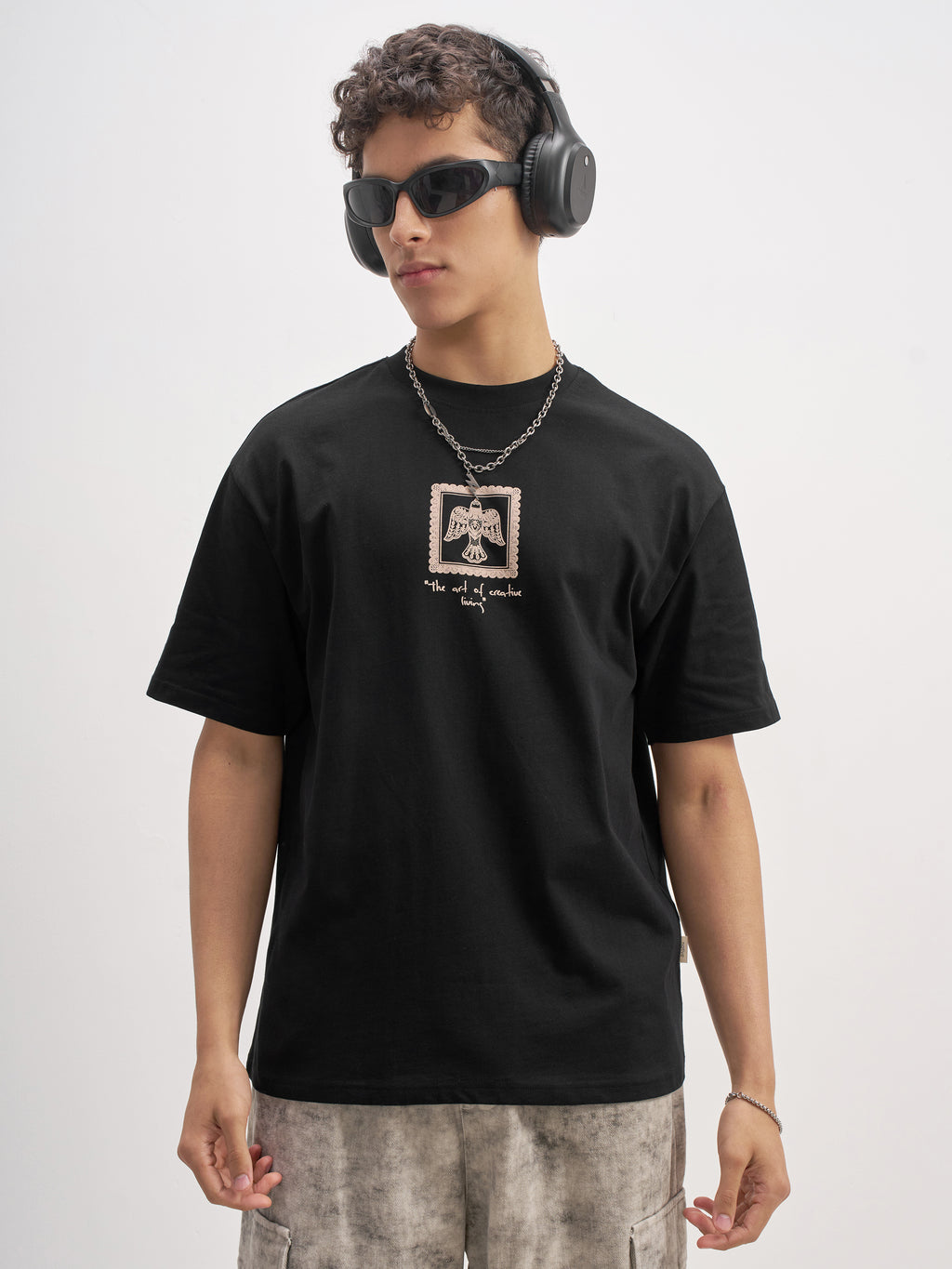 Highlander Men Black Printed Round Neck T-Shirt - Black - Image 3