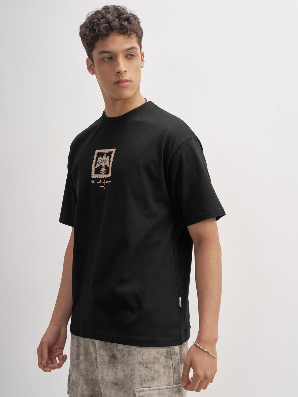 Highlander Men Black Printed Round Neck T-Shirt - Black - Image 4