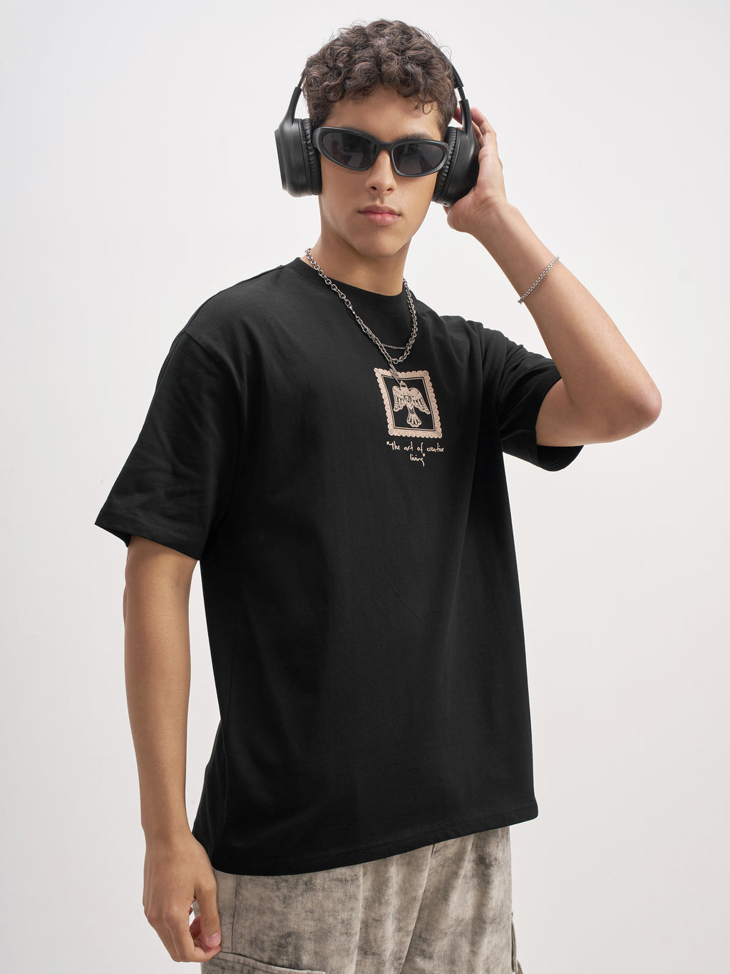Highlander Men Black Printed Round Neck T-Shirt - Black - Image 6