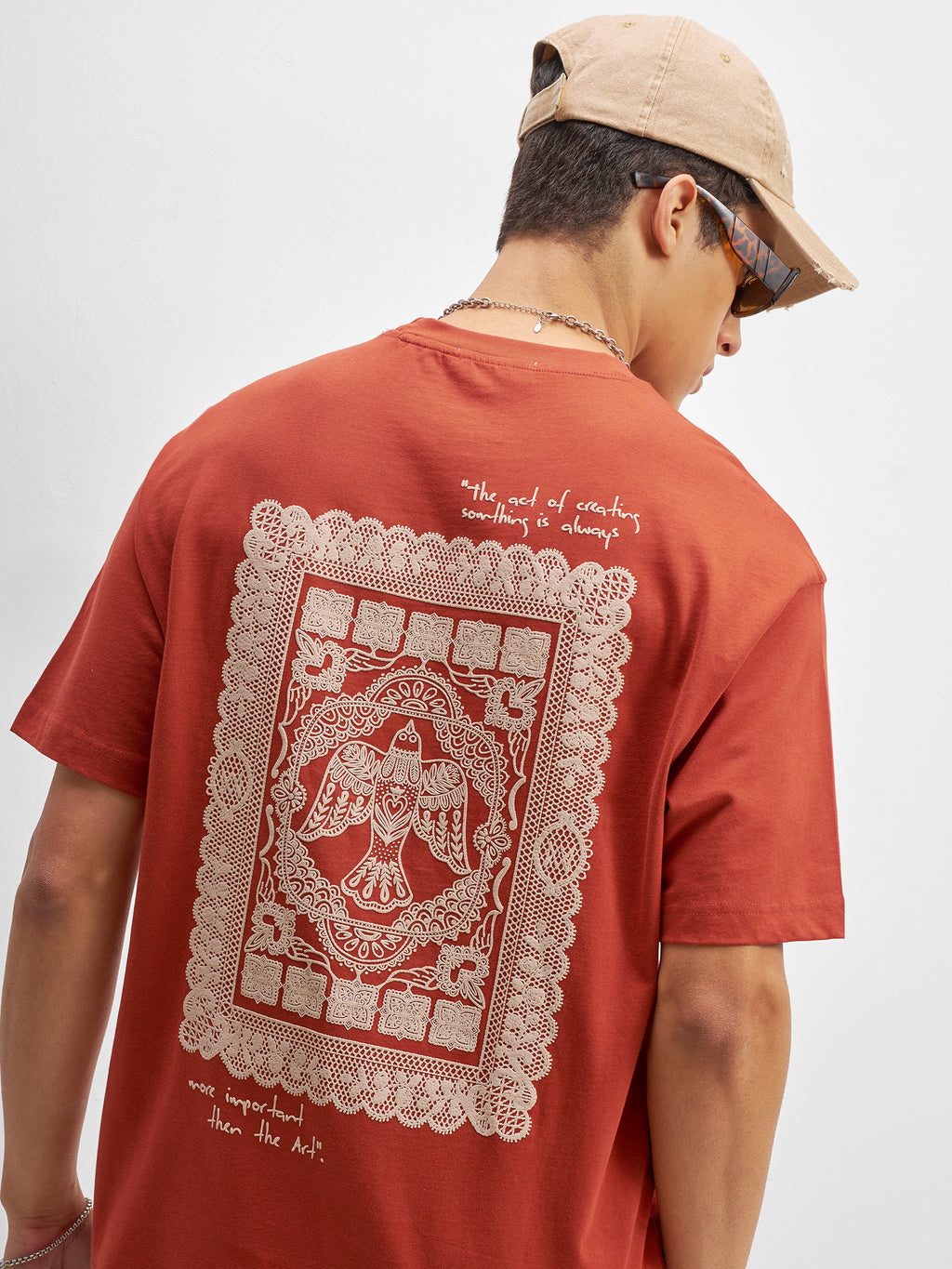 Highlander Men Rust Printed Round Neck T-Shirt - Rust - Image 1