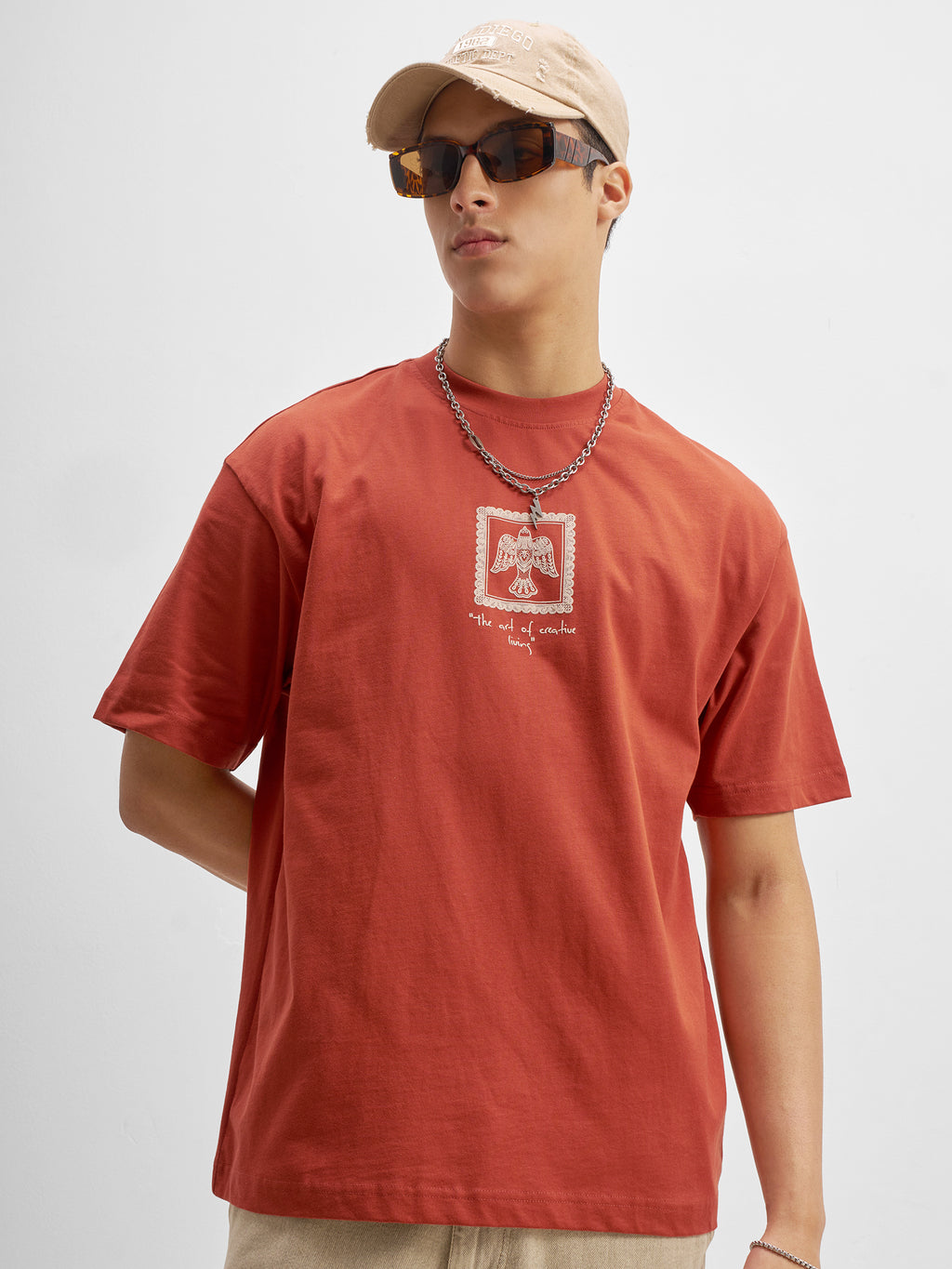Highlander Men Rust Printed Round Neck T-Shirt - Rust - Image 3