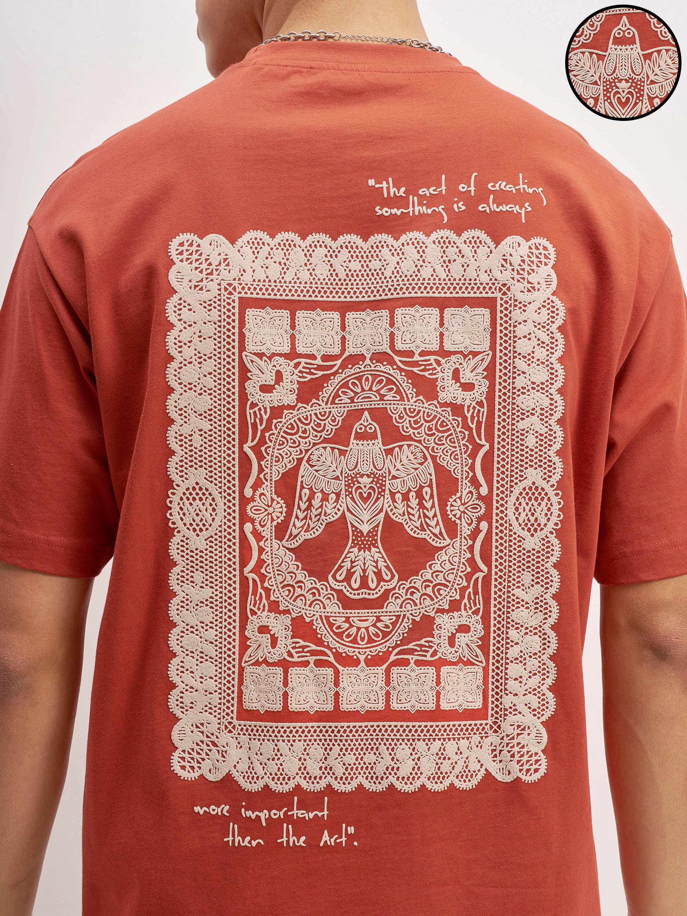Highlander Men Rust Printed Round Neck T-Shirt - Rust - Image 5