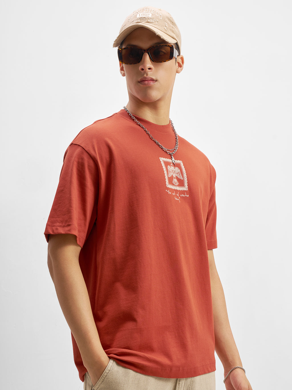 Highlander Men Rust Printed Round Neck T-Shirt - Rust - Image 6