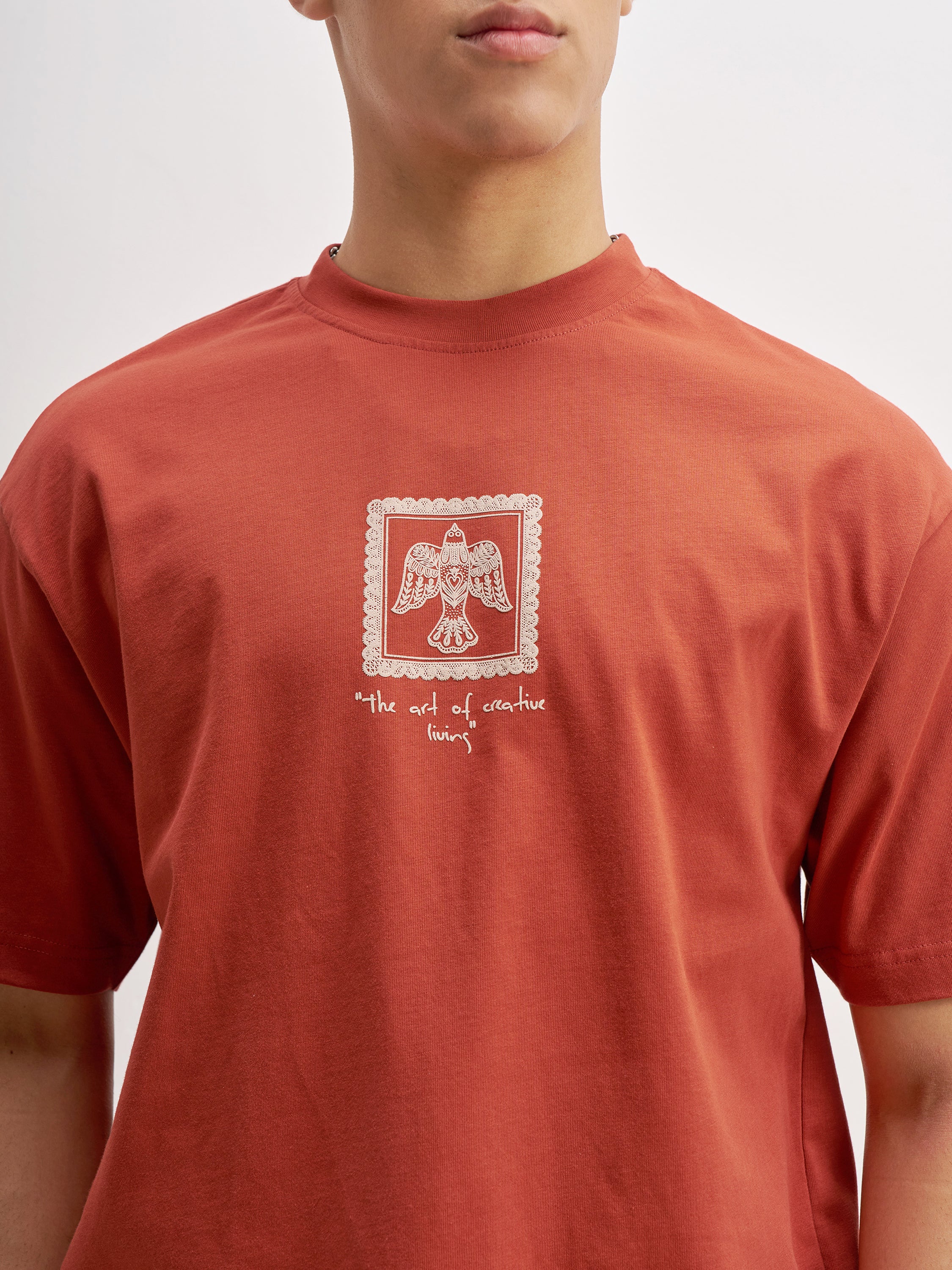 Highlander Men Rust Printed Round Neck T-Shirt - Rust - Image 7