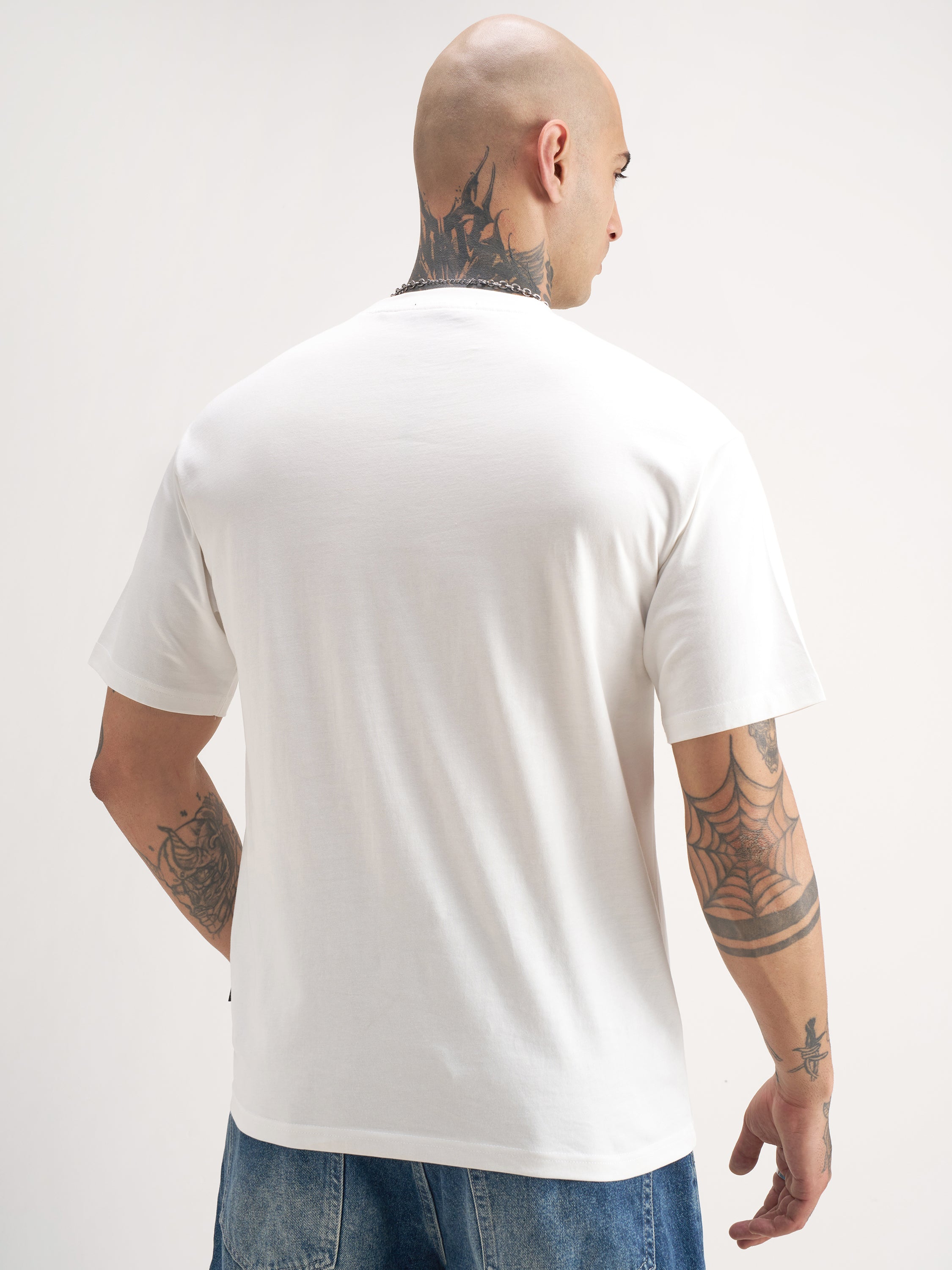 Highlander Men White Printed Round Neck T-Shirt - White - Image 3