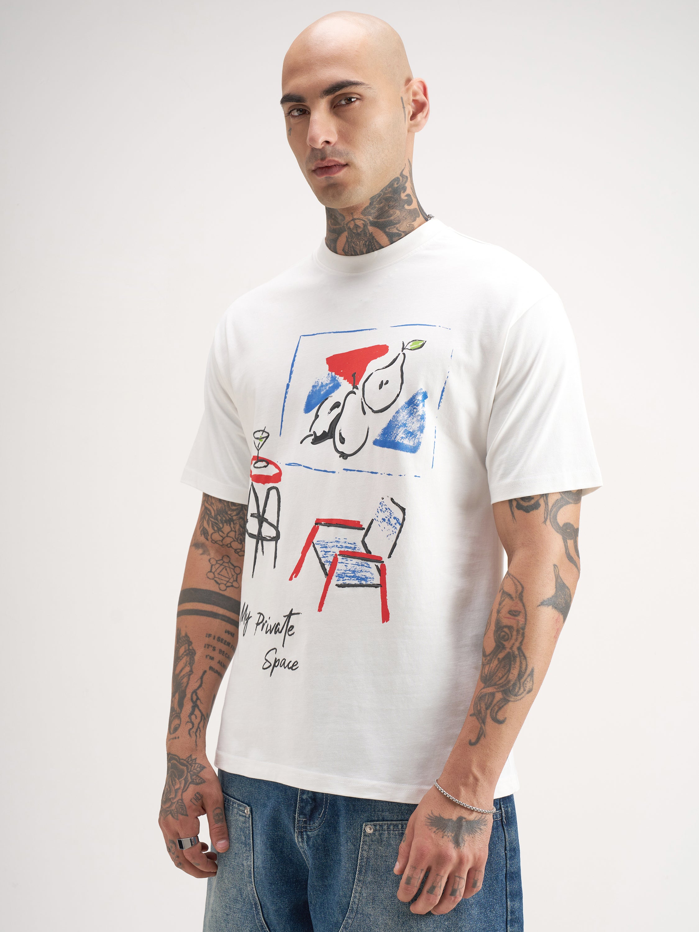 Highlander Men White Printed Round Neck T-Shirt - White - Image 4