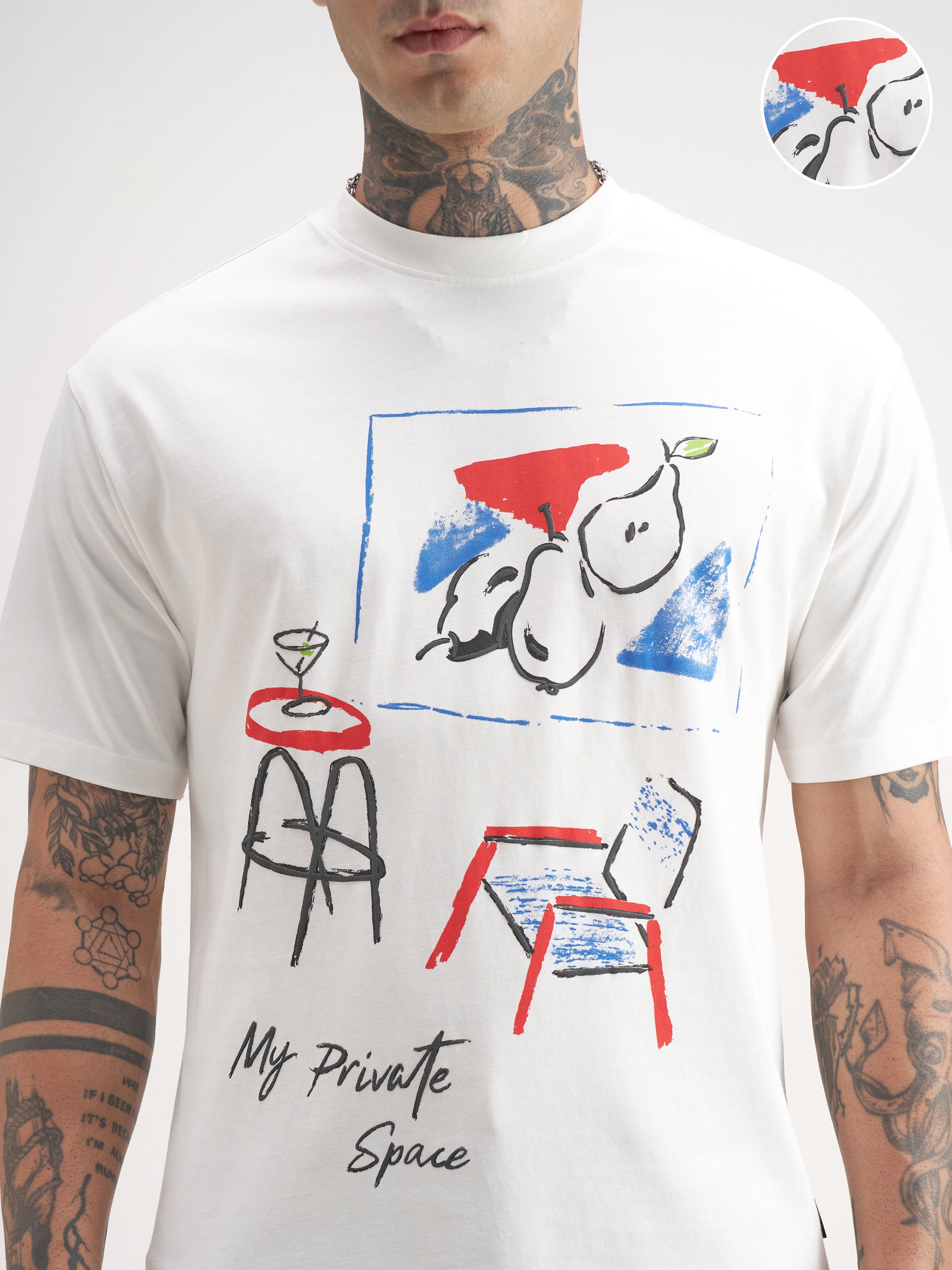 Highlander Men White Printed Round Neck T-Shirt - White - Image 5