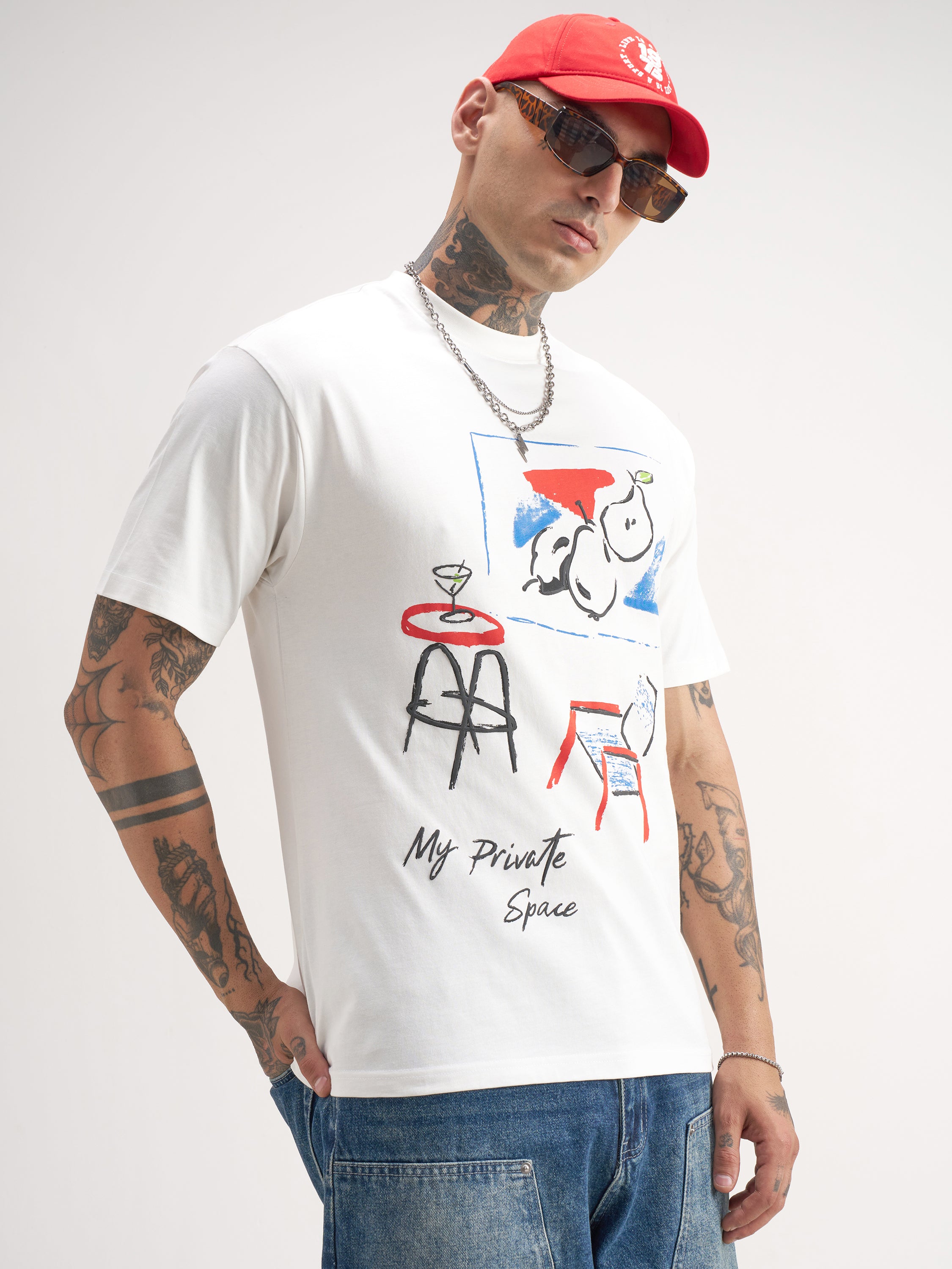Highlander Men White Printed Round Neck T-Shirt - White - Image 6