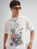 Highlander Men White Printed Round Neck T-Shirt