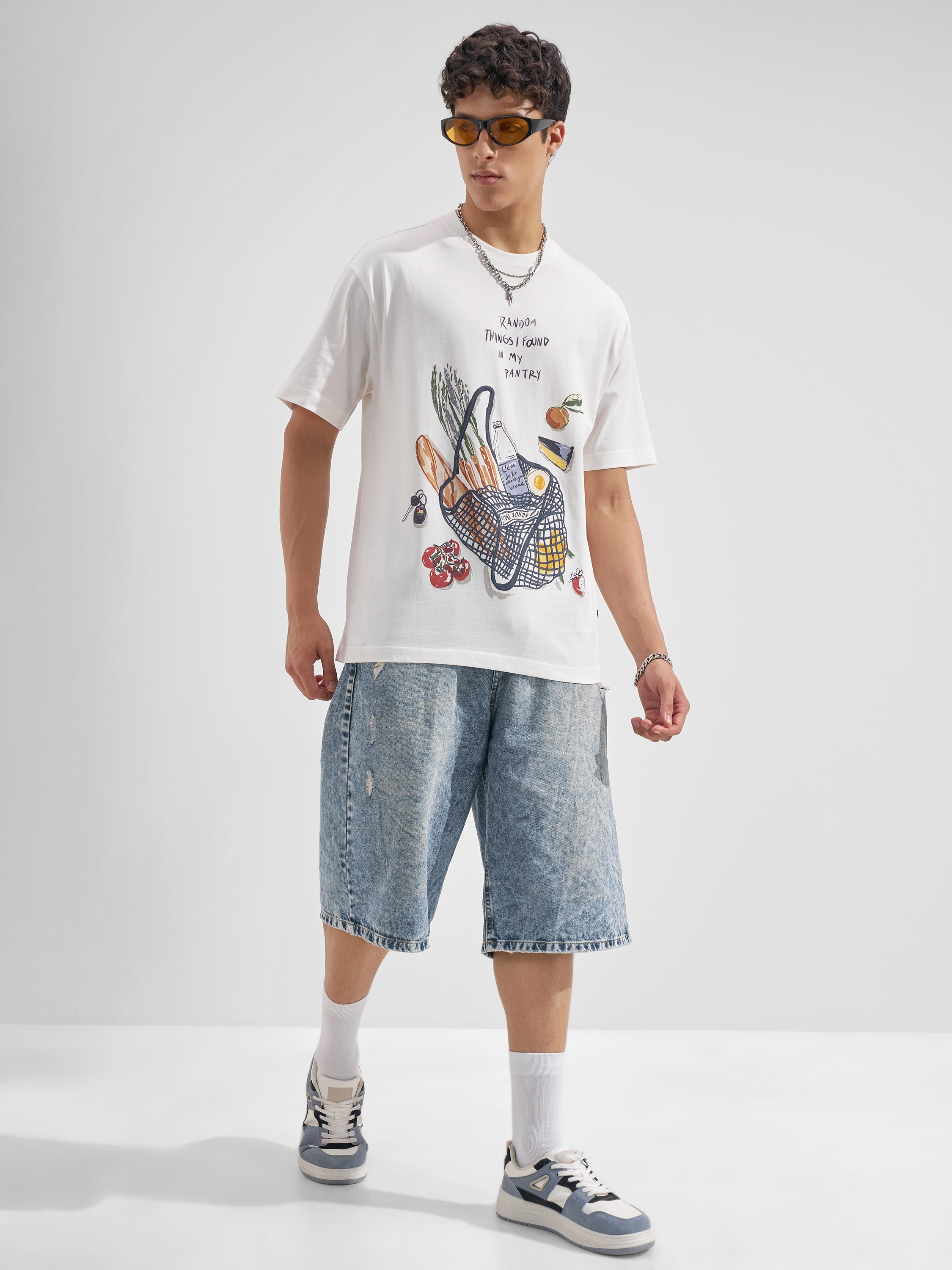 Highlander Men White Printed Round Neck T-Shirt