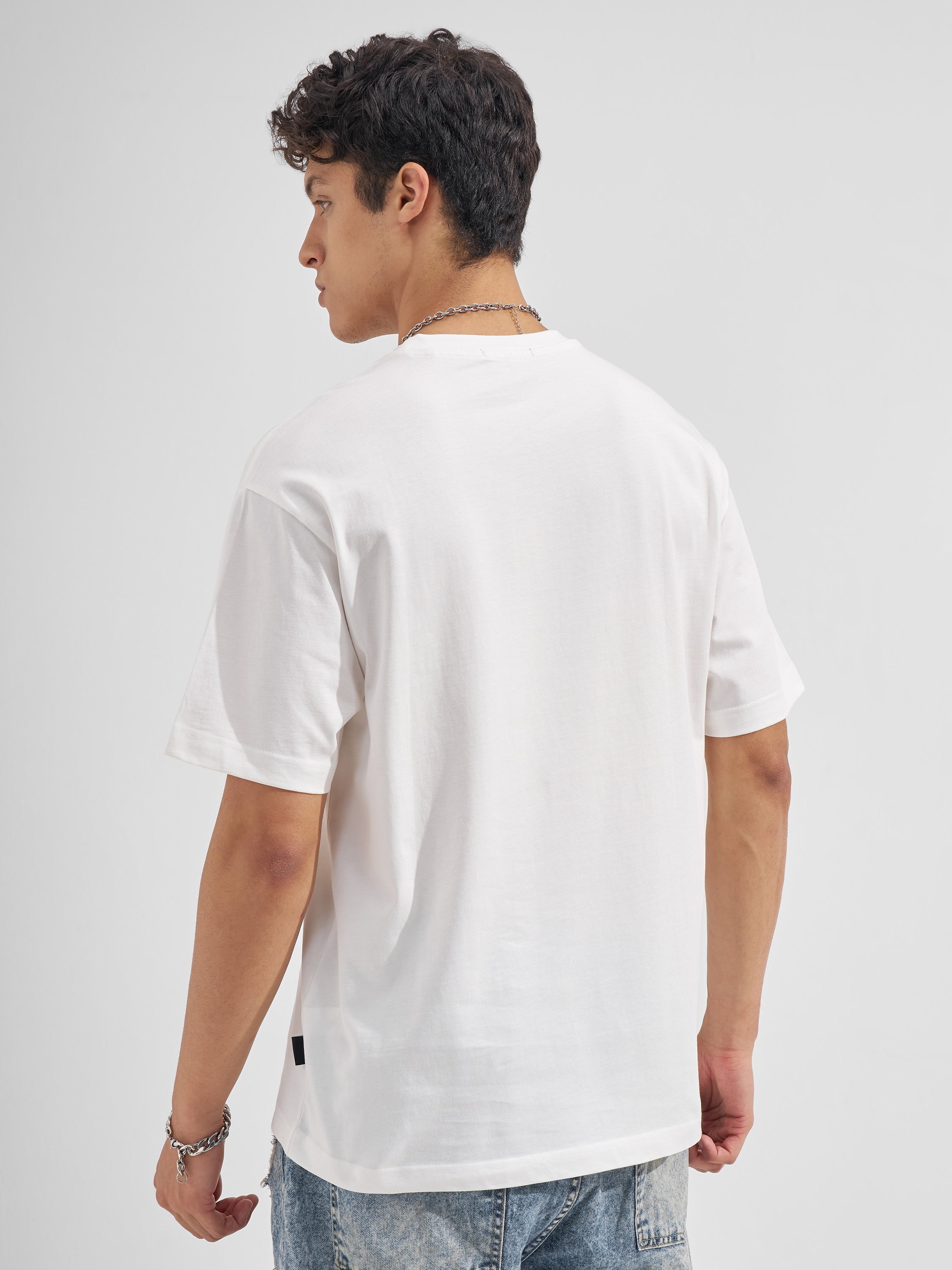 Highlander Men White Printed Round Neck T-Shirt