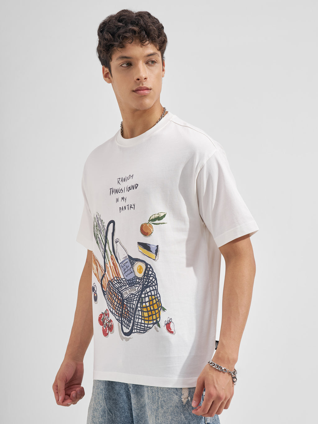 Highlander Men White Printed Round Neck T-Shirt