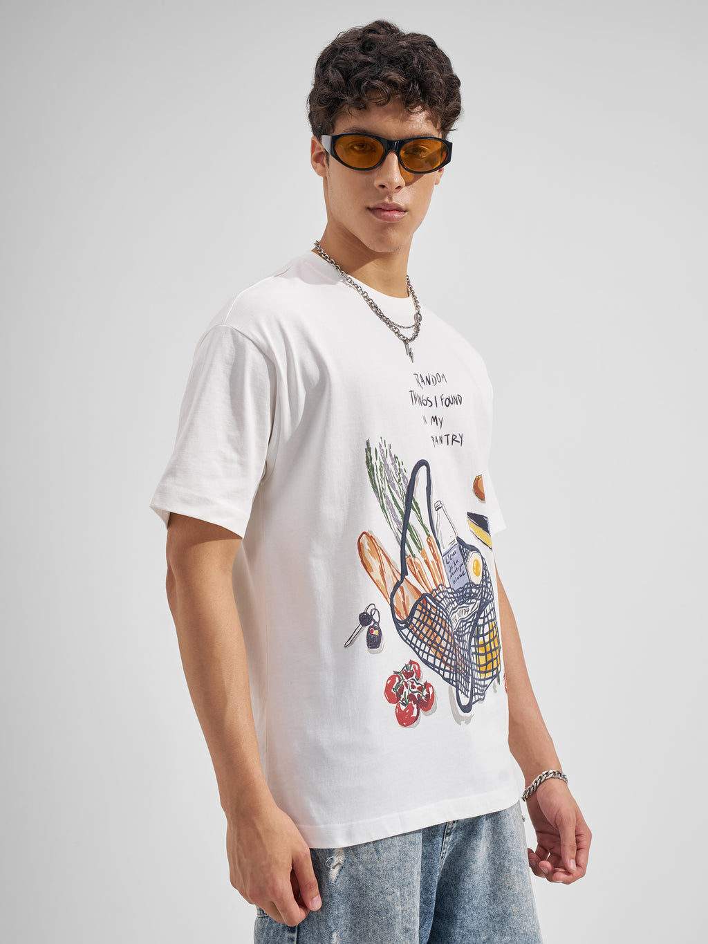 Highlander Men White Printed Round Neck T-Shirt