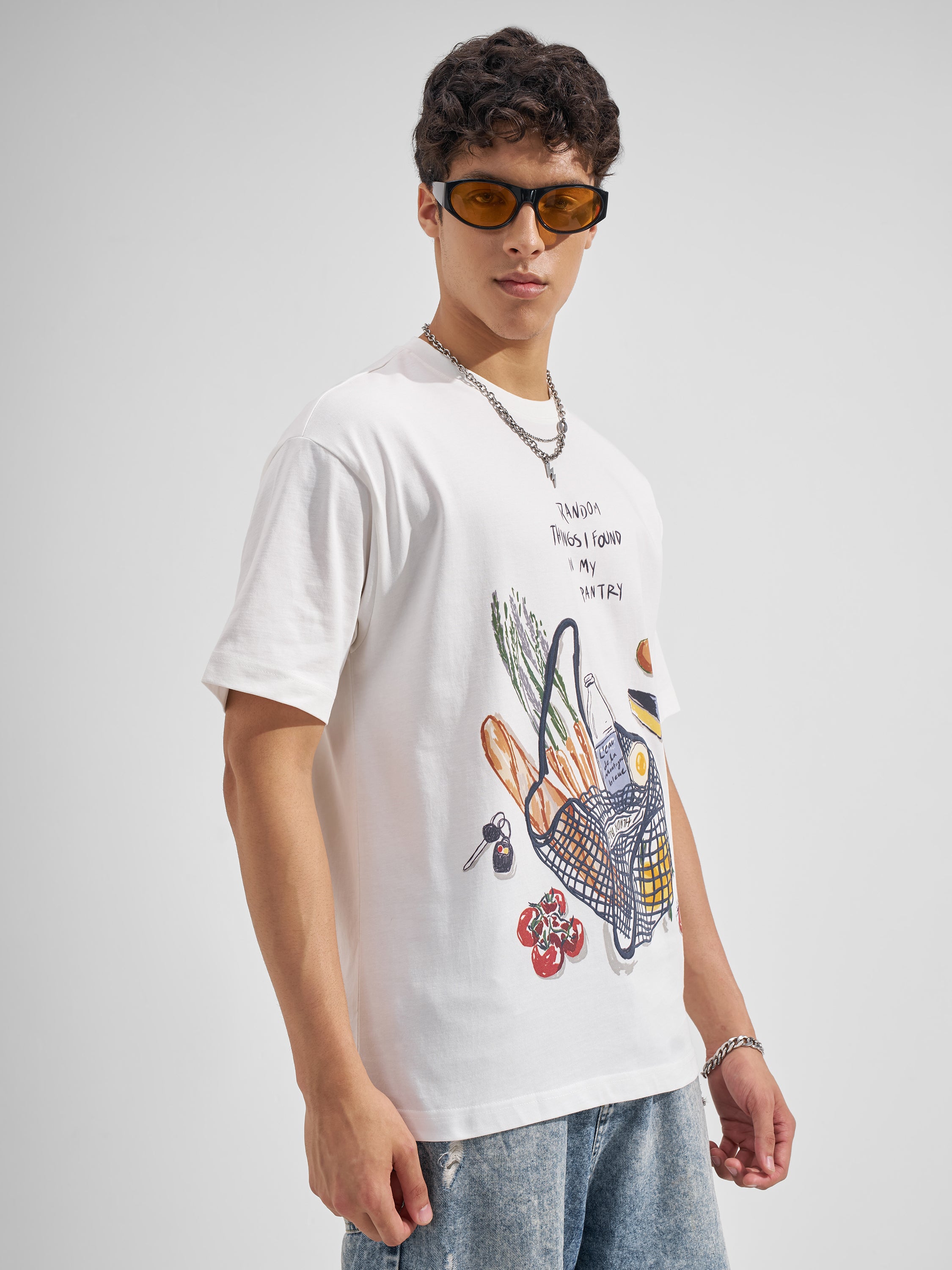 Highlander Men White Printed Round Neck T-Shirt