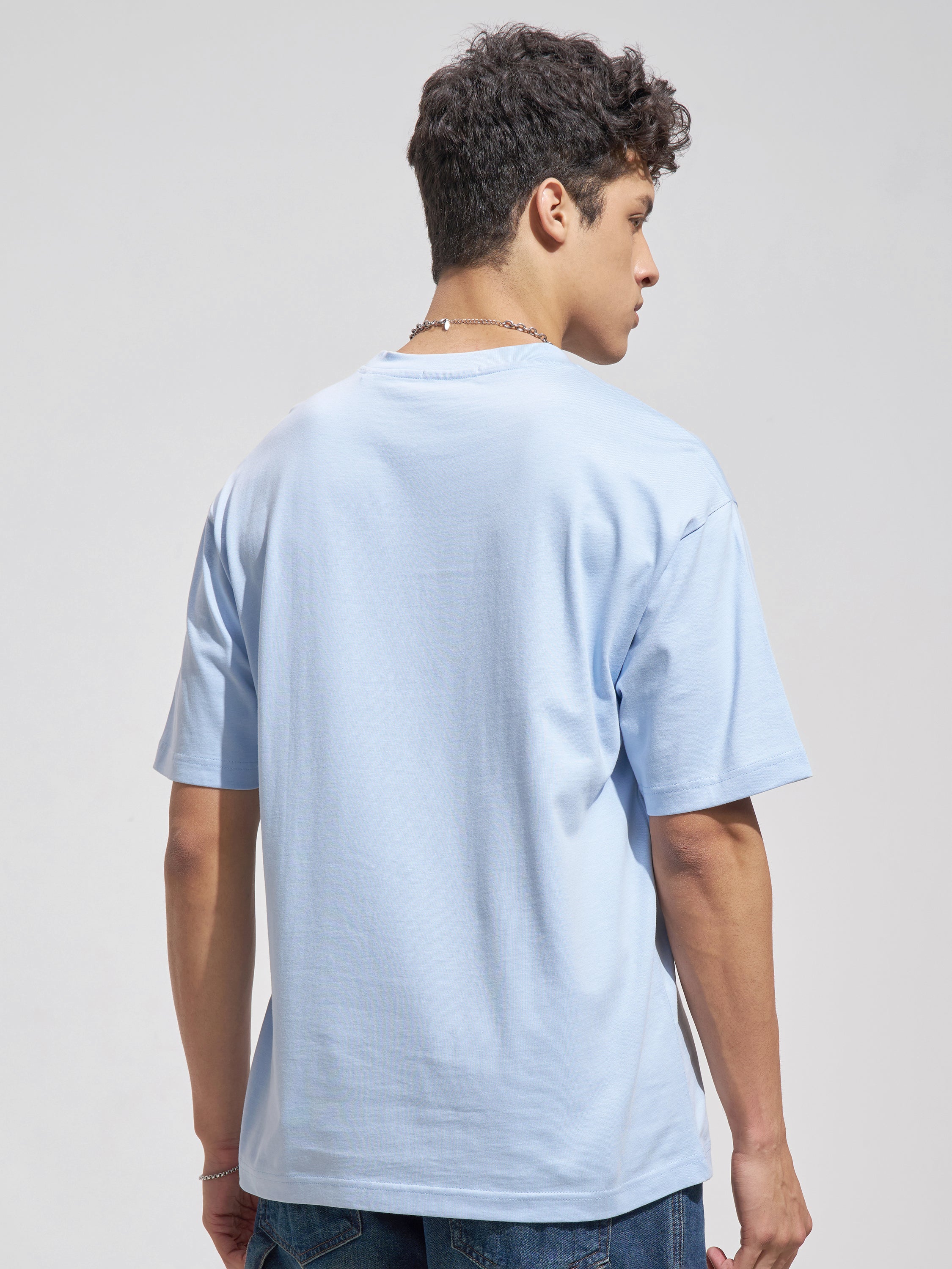 Highlander Men Blue Printed Round Neck T-Shirt