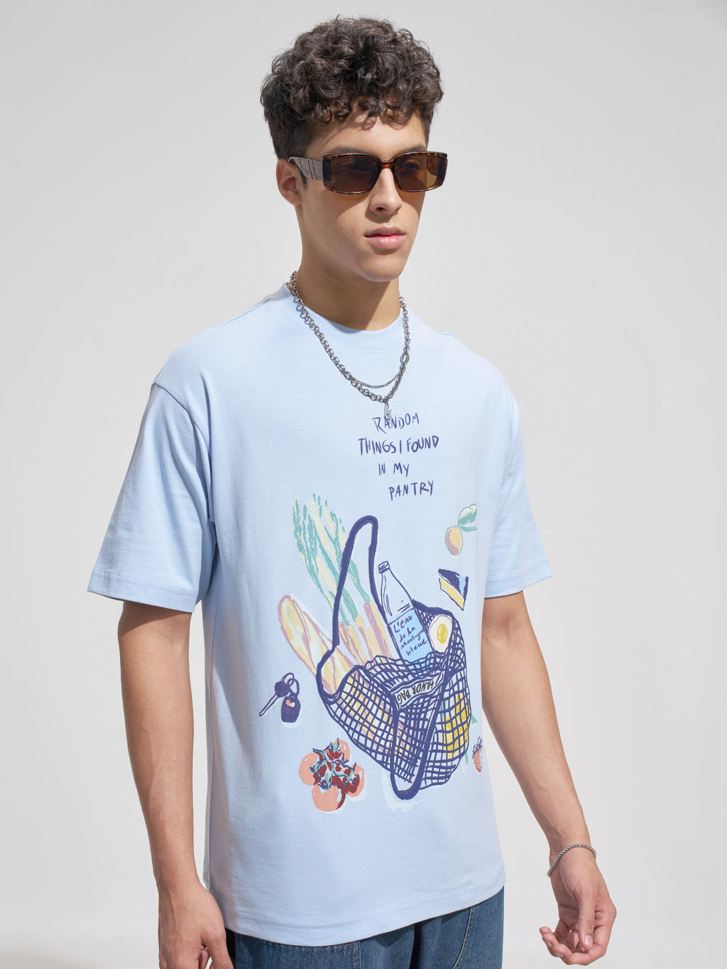 Highlander Men Blue Printed Round Neck T-Shirt