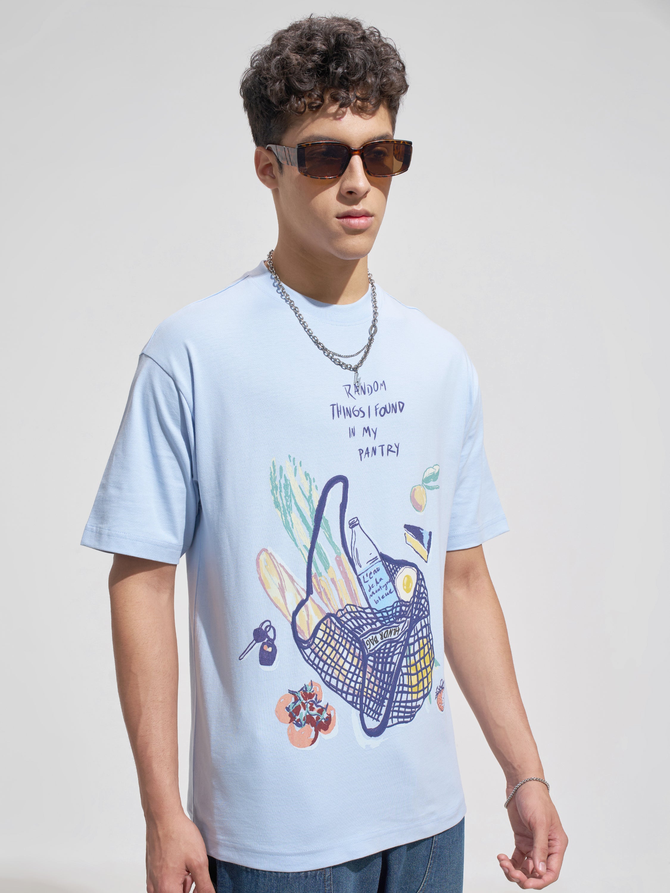 Highlander Men Blue Printed Round Neck T-Shirt