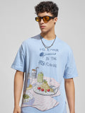 Highlander Men Blue Printed Round Neck T-Shirt