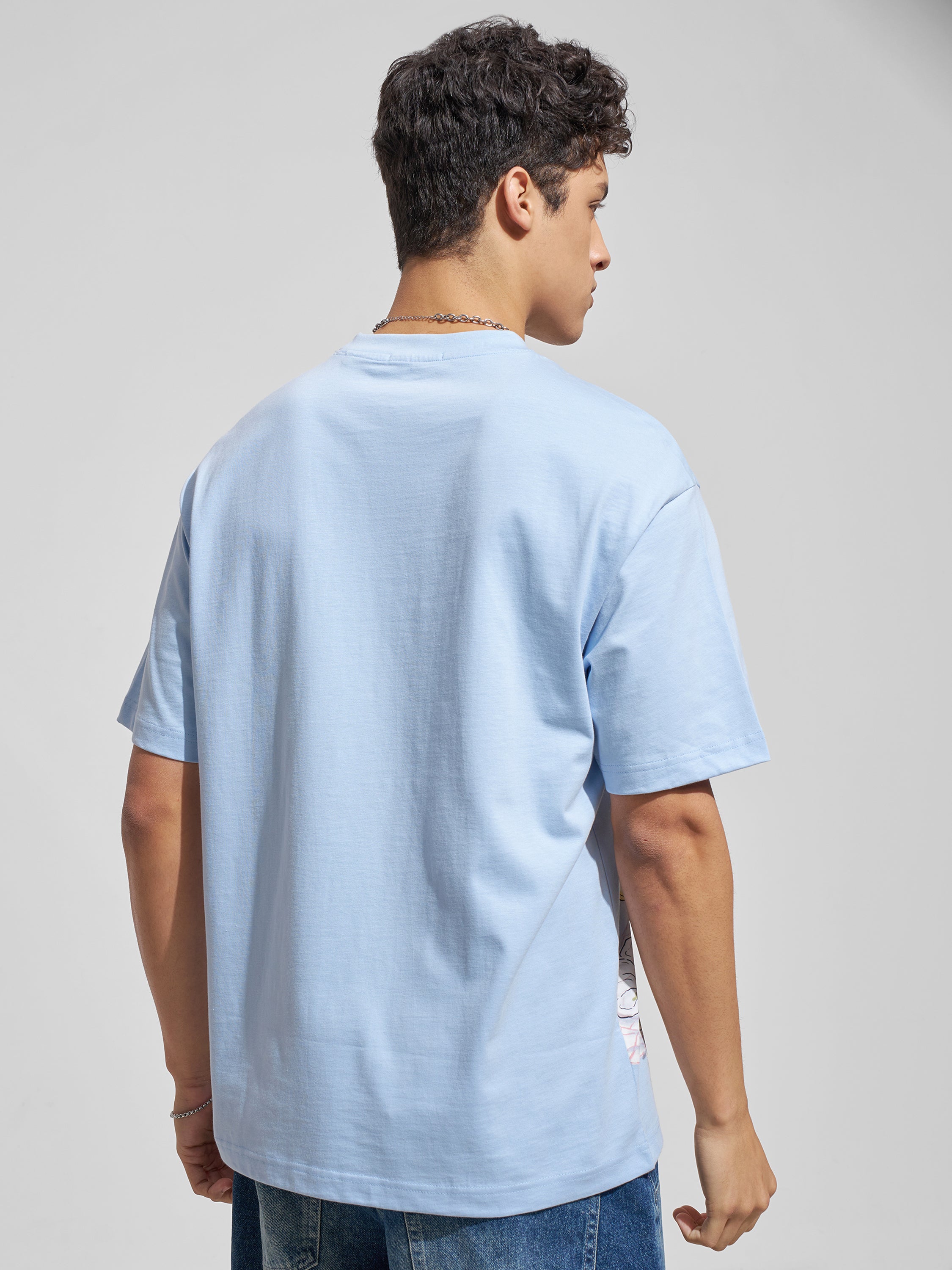 Highlander Men Blue Printed Round Neck T-Shirt