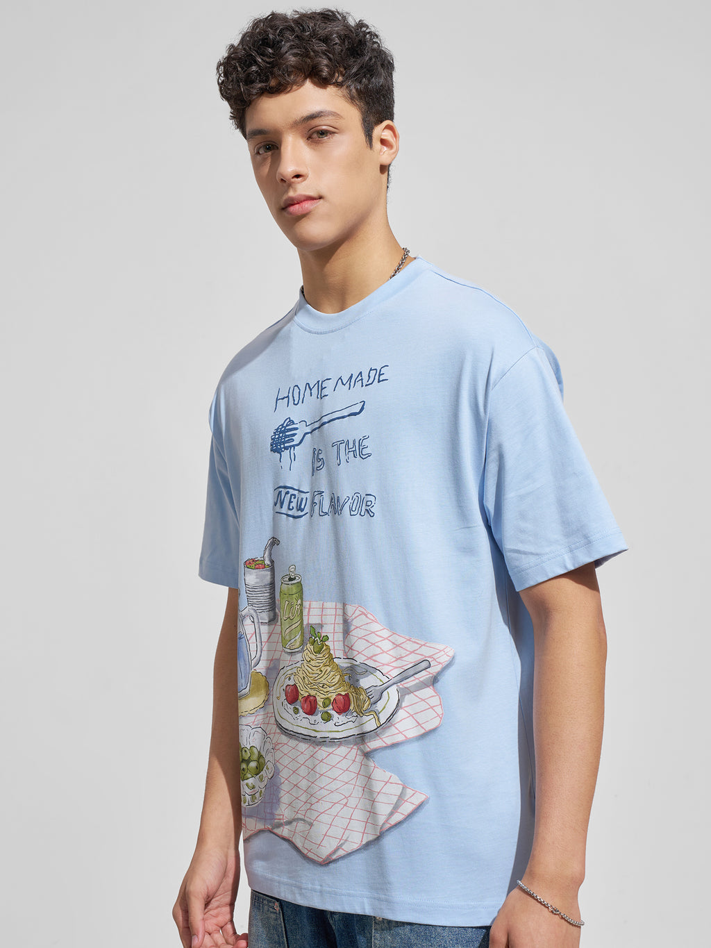 Highlander Men Blue Printed Round Neck T-Shirt