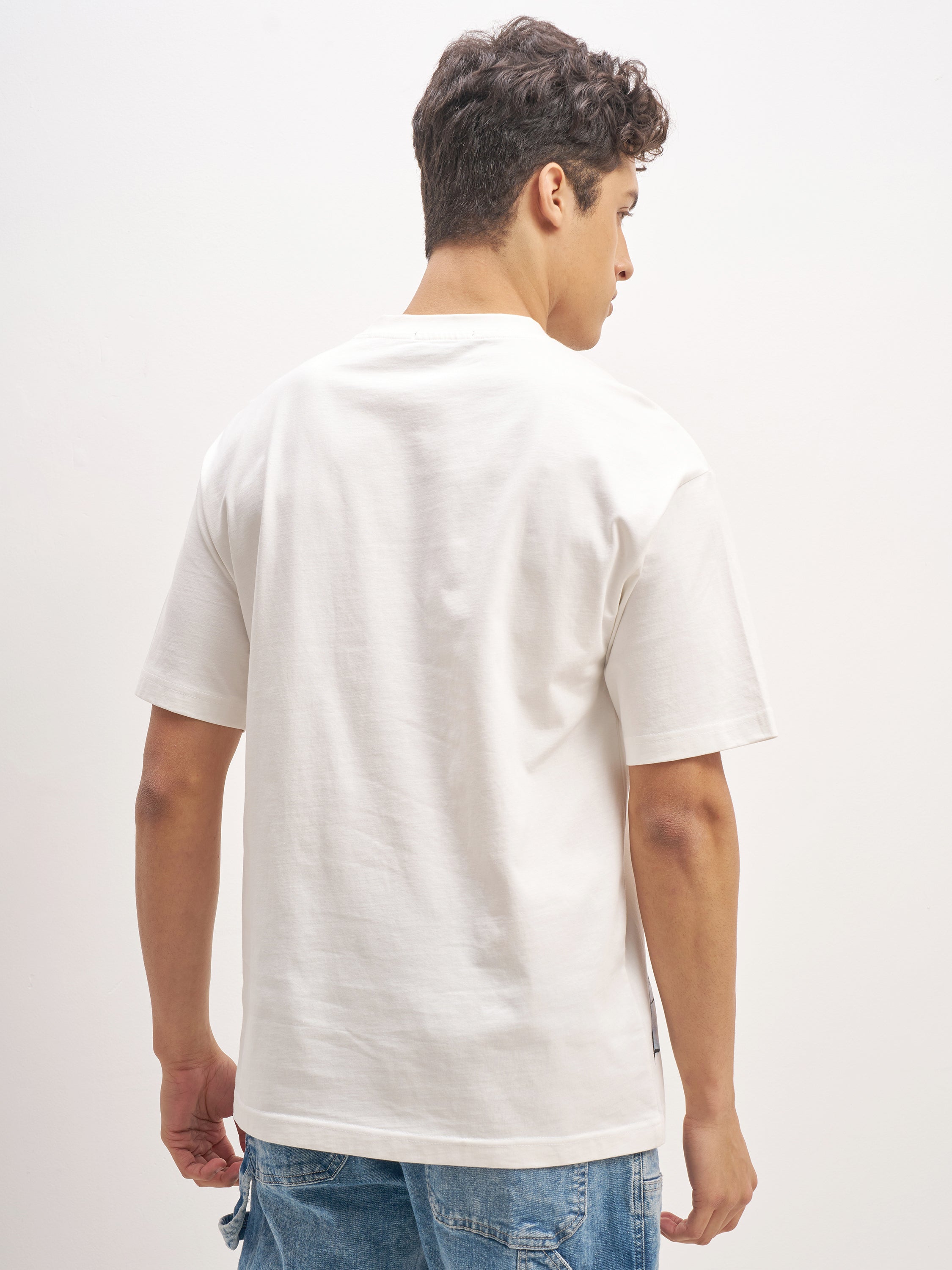 Highlander Men White Printed Round Neck T-Shirt - White - Image 3