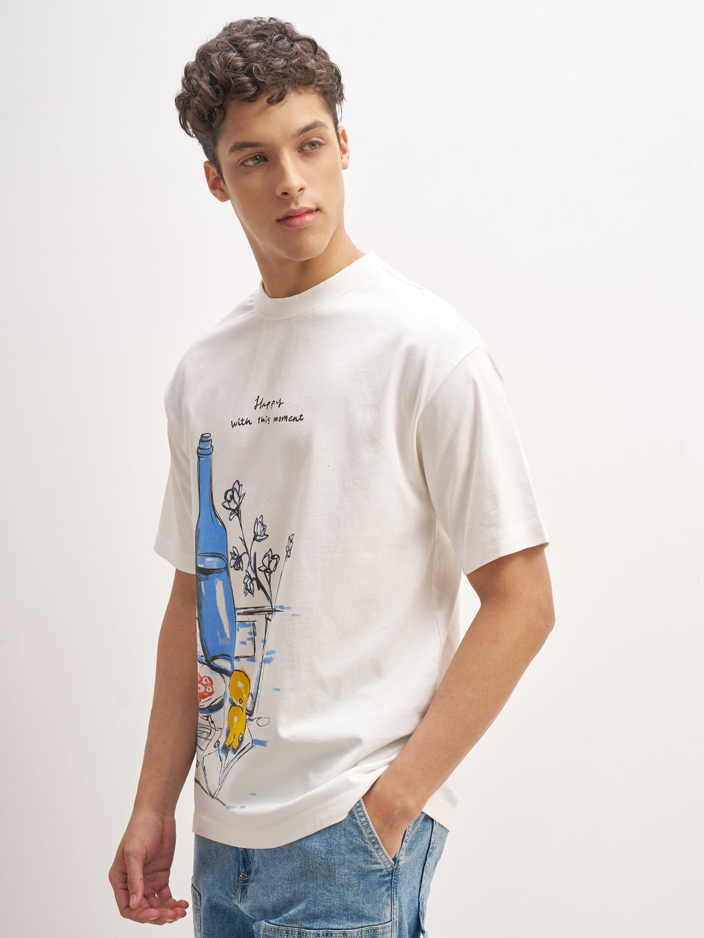 Highlander Men White Printed Round Neck T-Shirt - White - Image 4