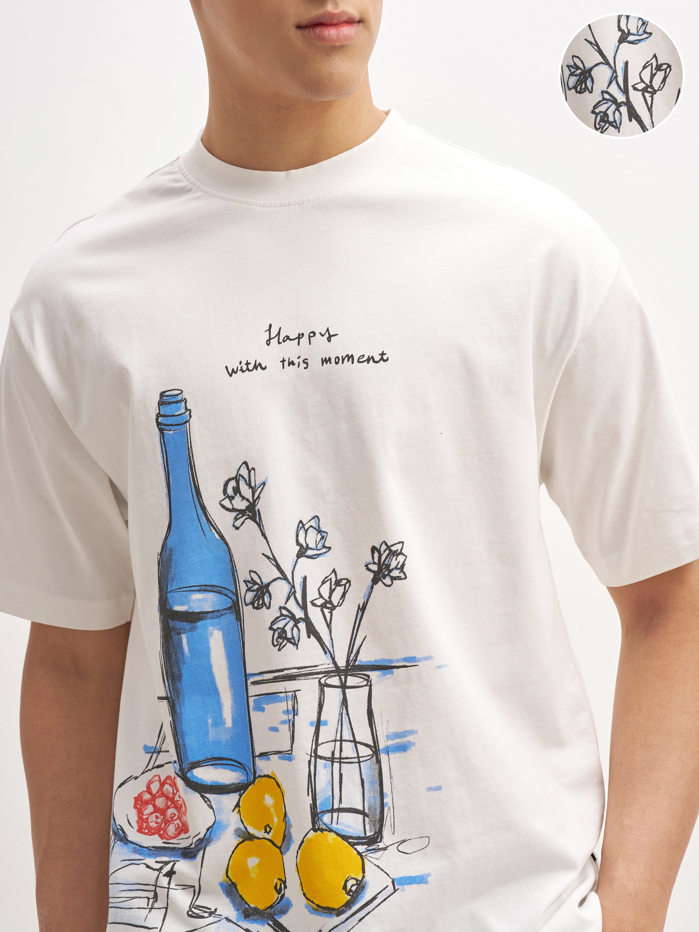 Highlander Men White Printed Round Neck T-Shirt - White - Image 5