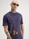 Highlander Men Purple Printed Round Neck T-Shirt - Purple - Image 1