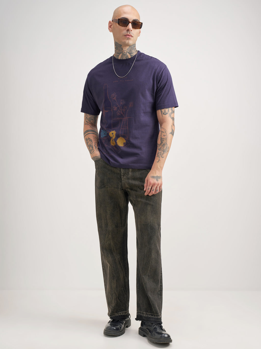 Highlander Men Purple Printed Round Neck T-Shirt - Purple - Image 2