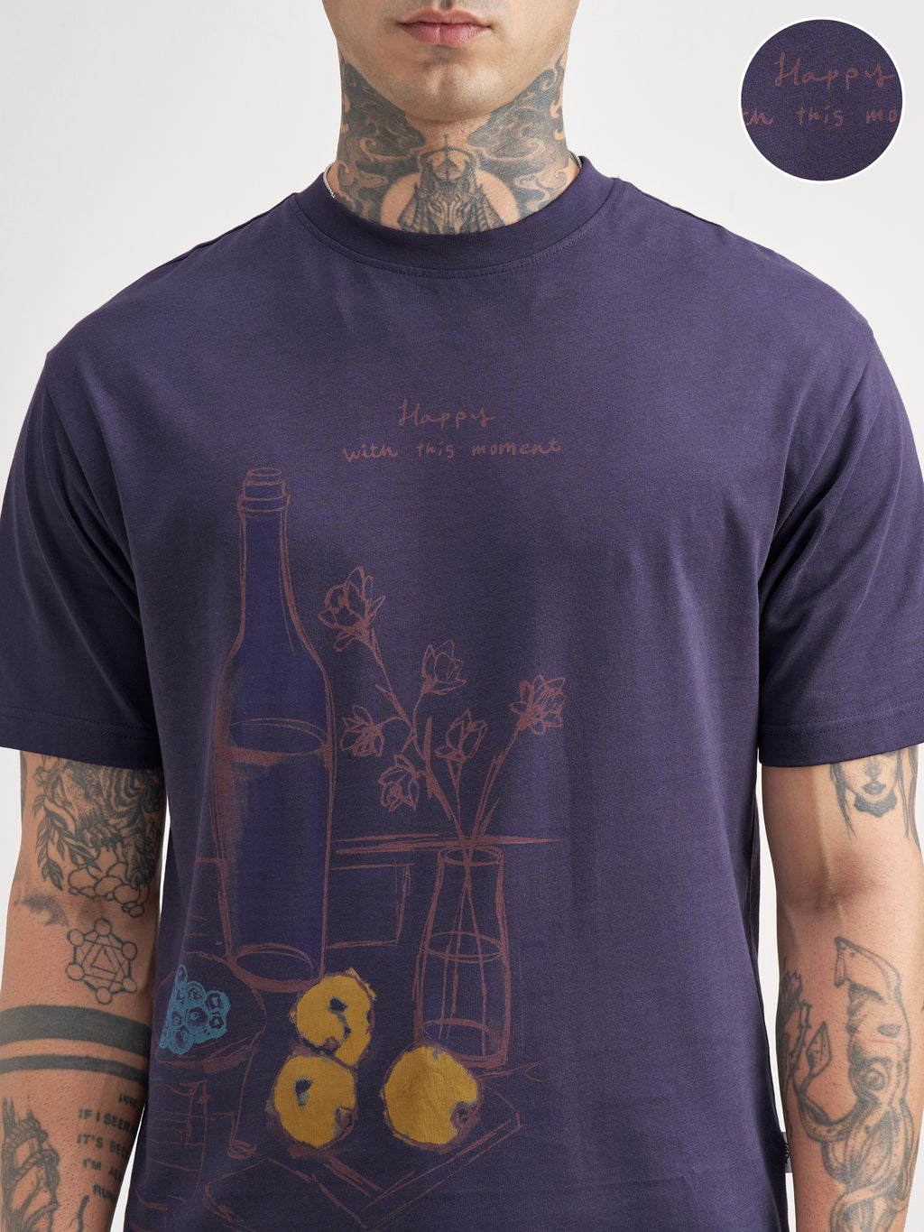 Highlander Men Purple Printed Round Neck T-Shirt - Purple - Image 5
