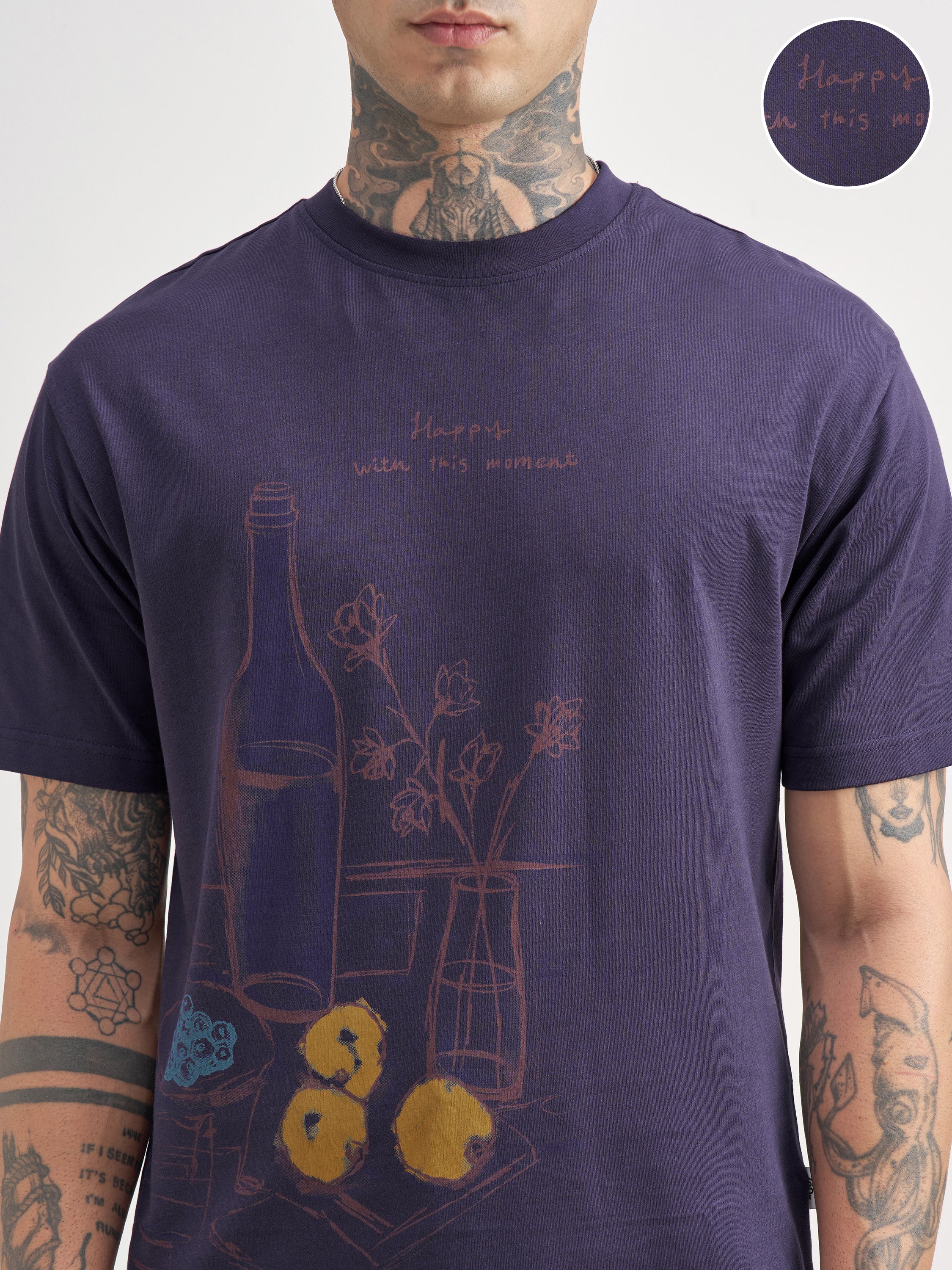 Highlander Men Purple Printed Round Neck T-Shirt - Purple - Image 5