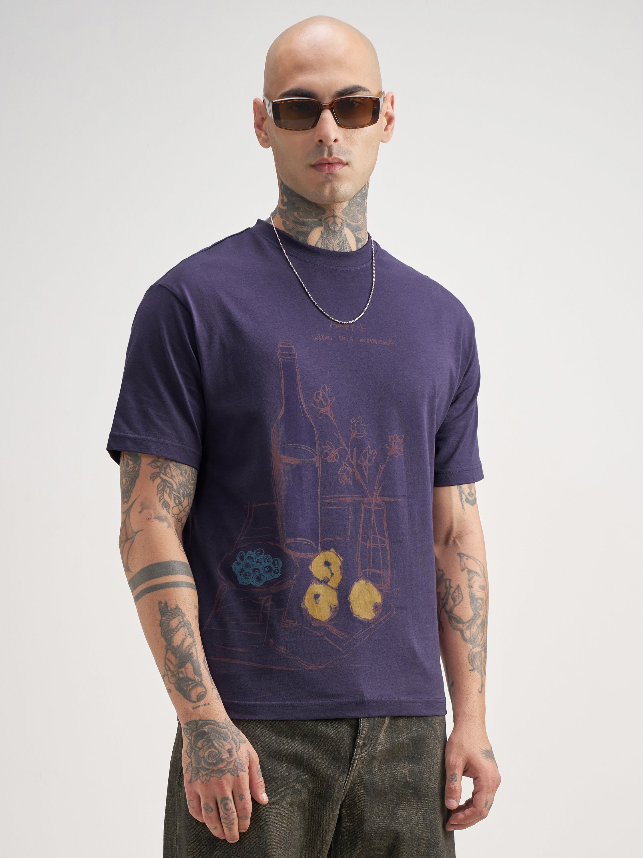 Highlander Men Purple Printed Round Neck T-Shirt - Purple - Image 6