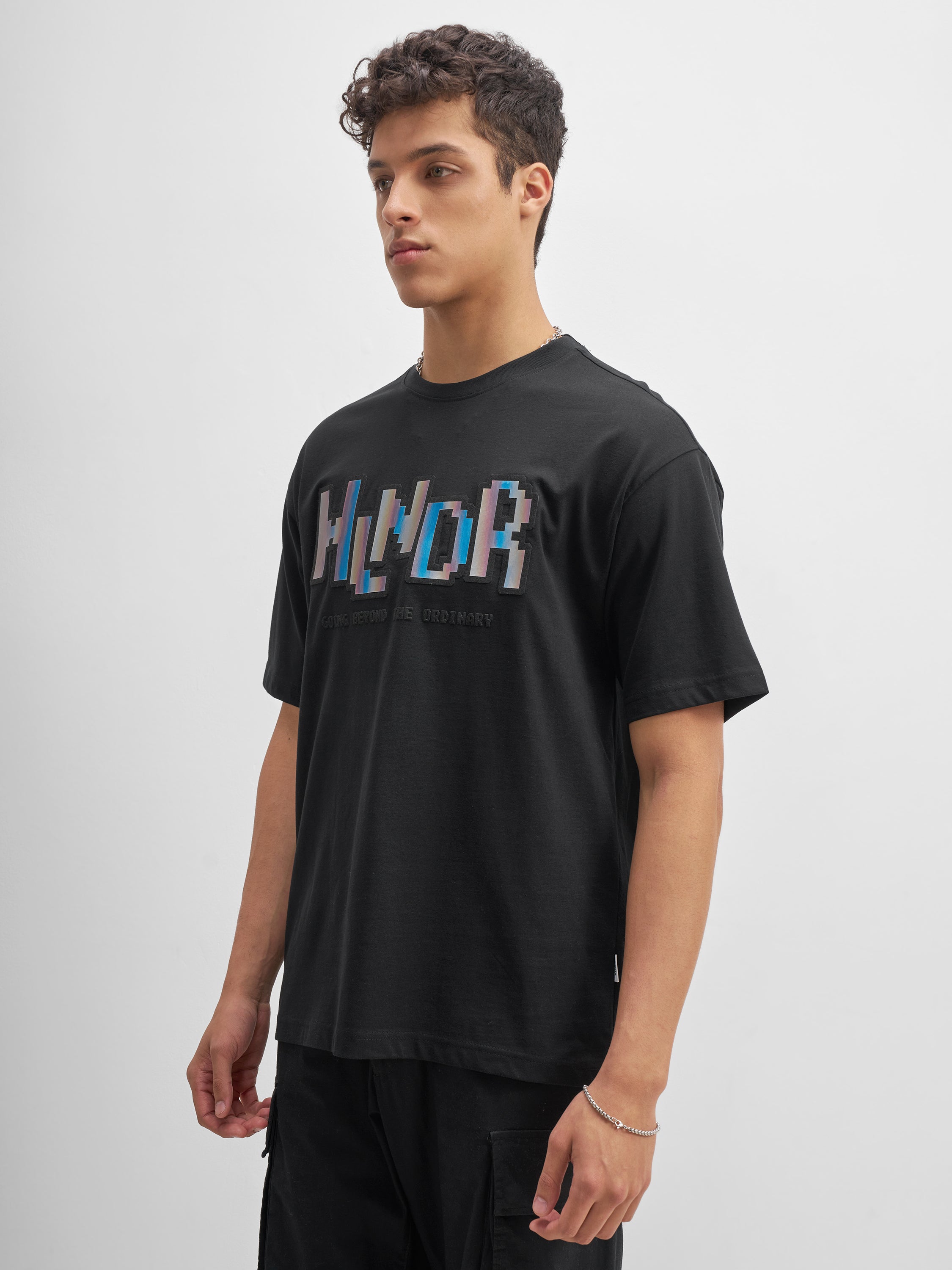 Highlander Men Black Printed Round Neck T-Shirt - Black - Image 4