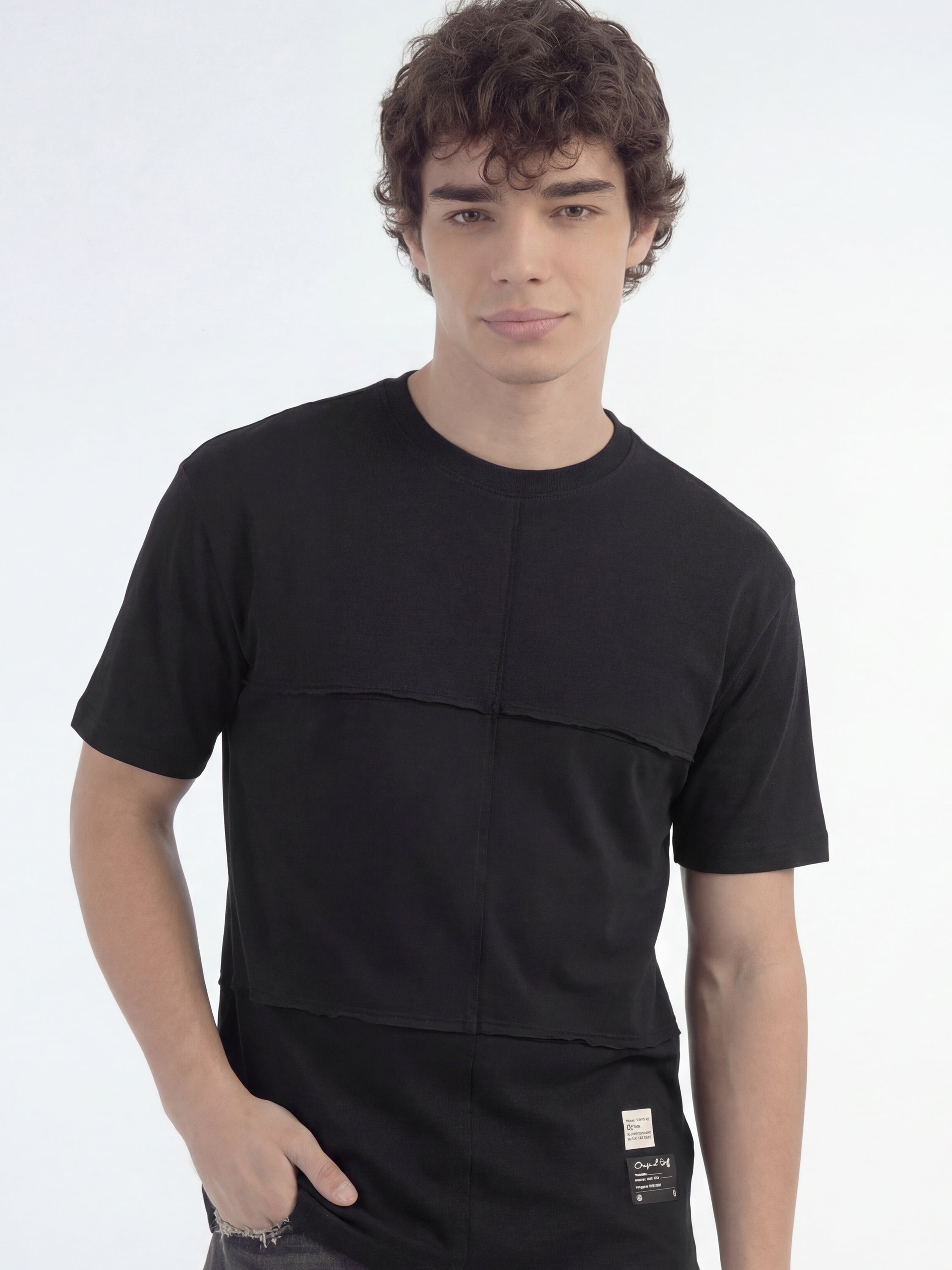 Highlander Men Black Solid Round Neck T-Shirt - Black - Image 3