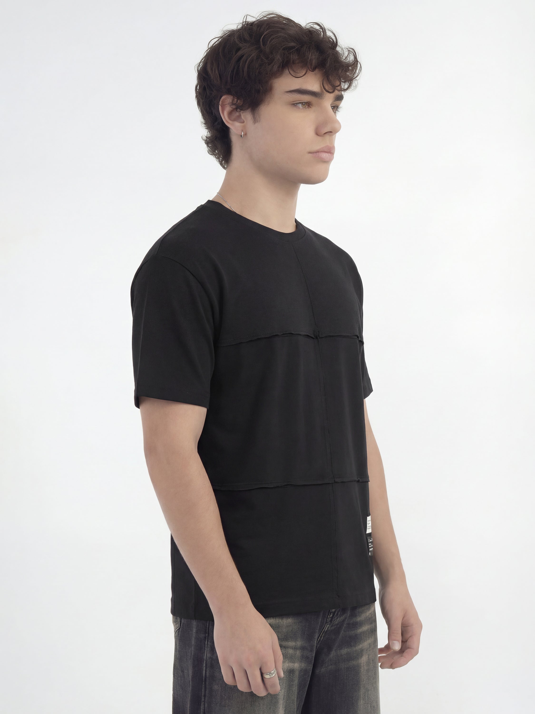Highlander Men Black Solid Round Neck T-Shirt - Black - Image 8