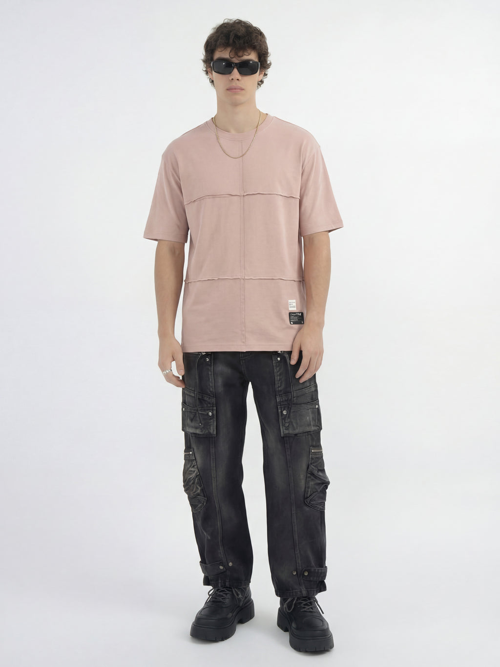 Highlander Men Peach Solid Round Neck T-Shirt - Peach - Image 4
