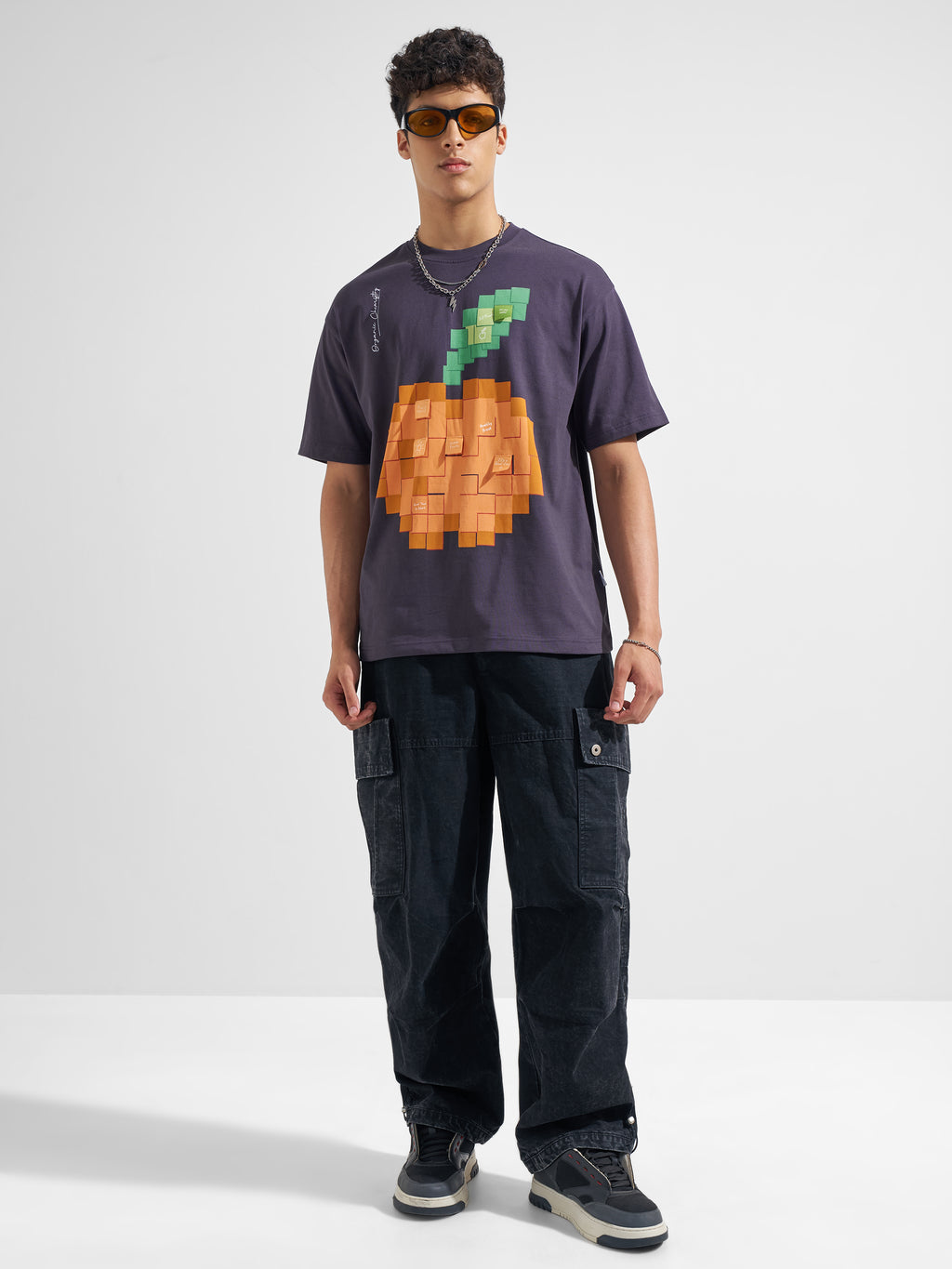 Highlander Men Purple Printed Round Neck T-Shirt