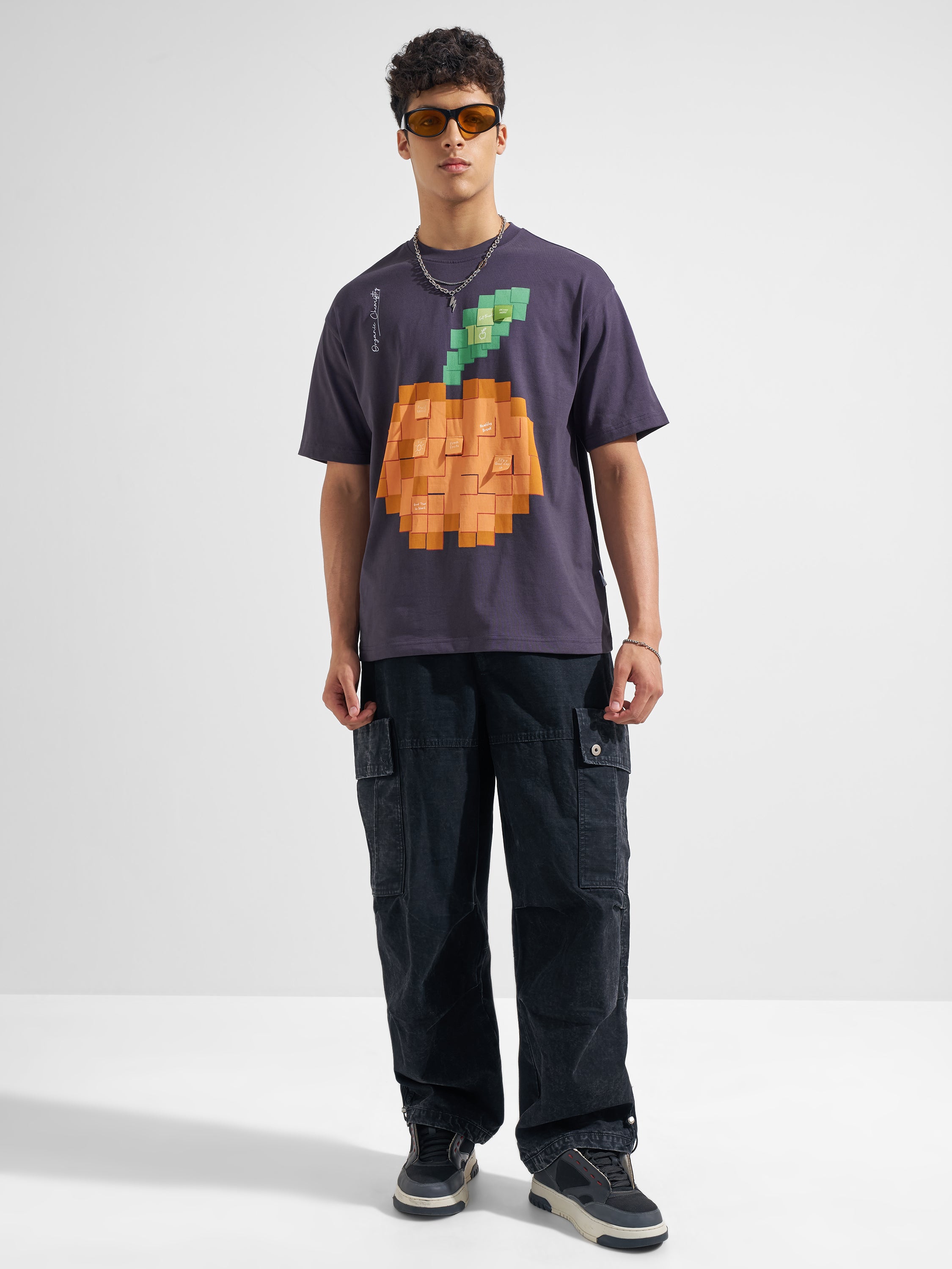 Highlander Men Purple Printed Round Neck T-Shirt