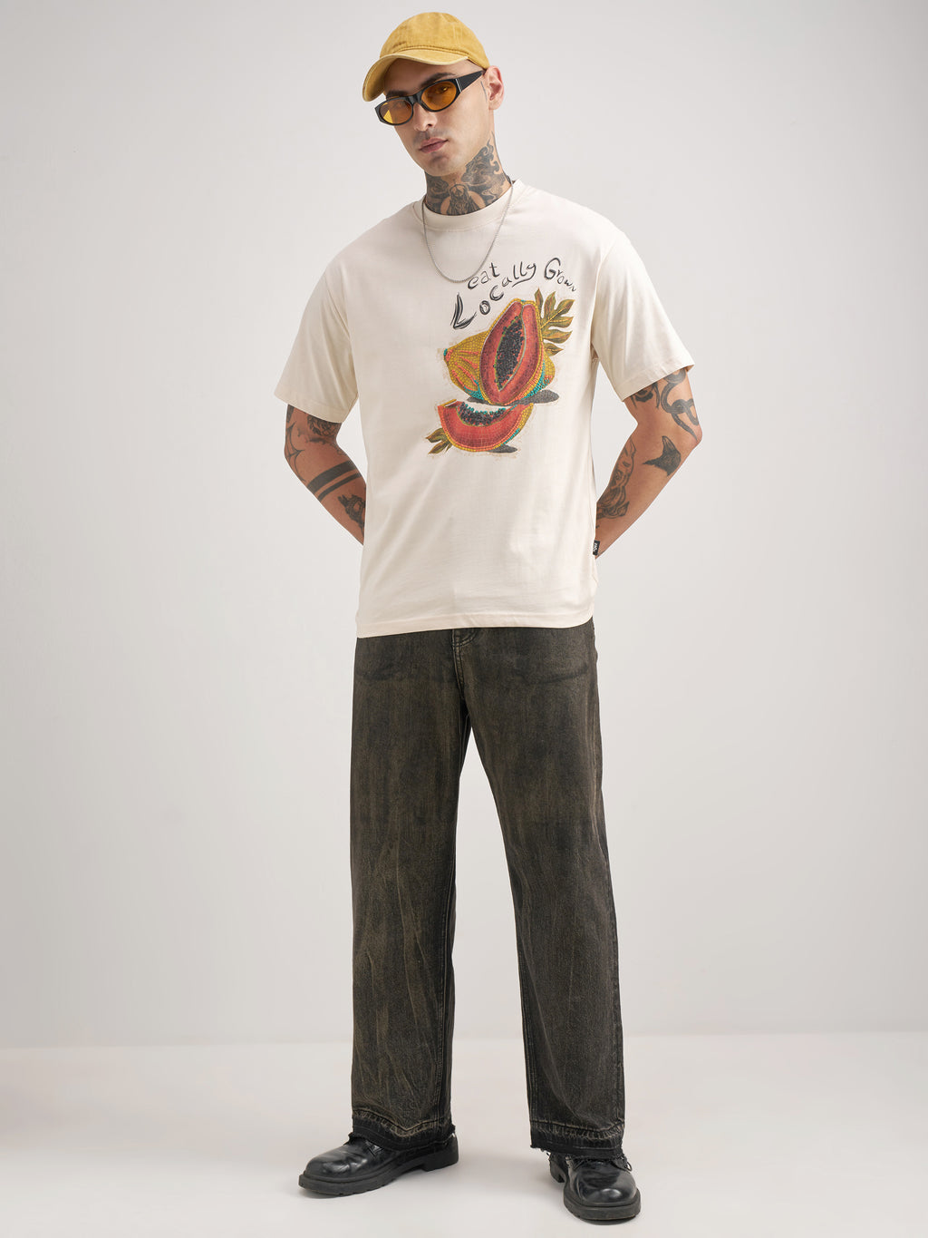 Highlander Men Cream Printed Round Neck T-Shirt - Cream - Image 2
