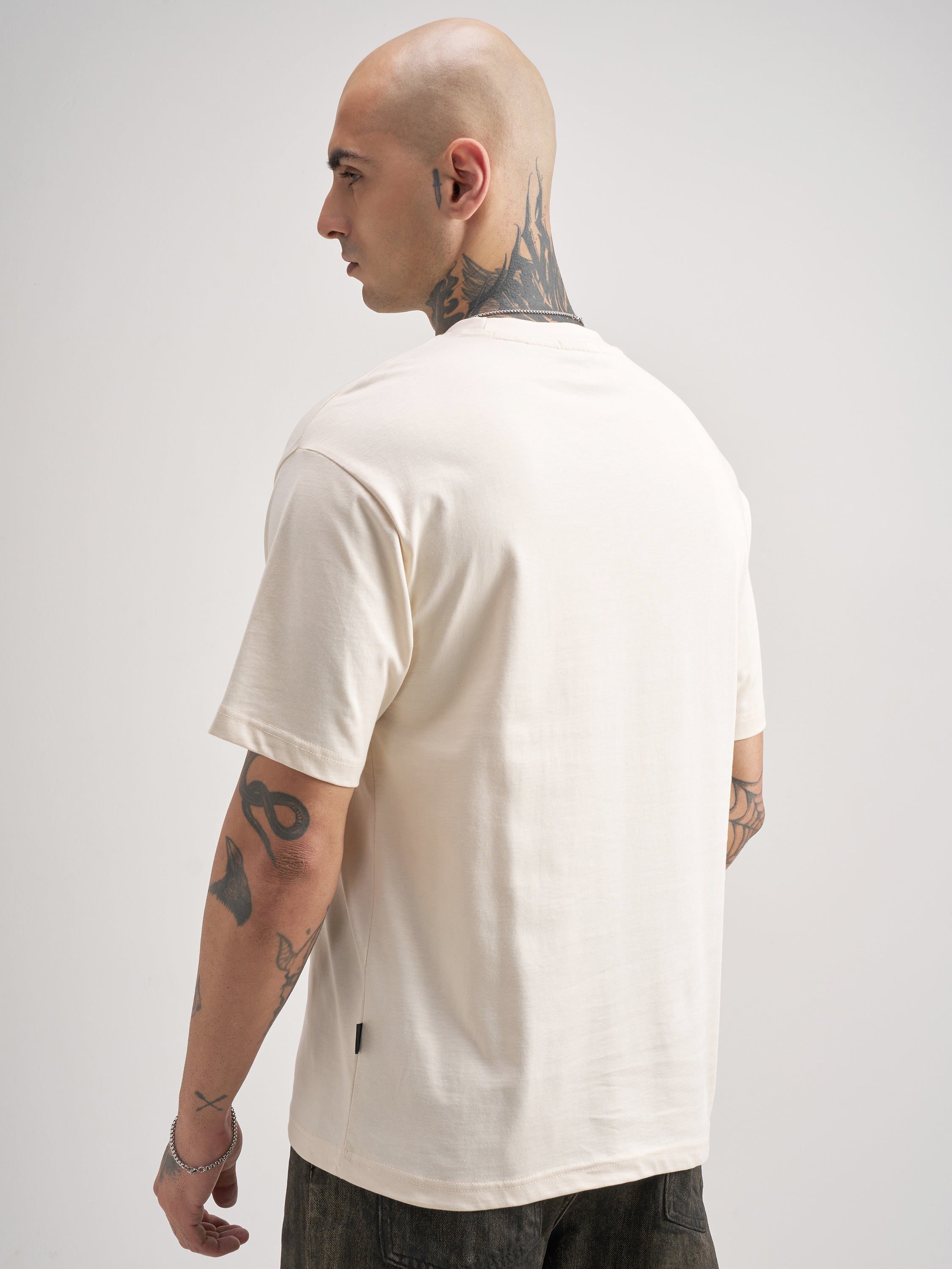 Highlander Men Cream Printed Round Neck T-Shirt - Cream - Image 3