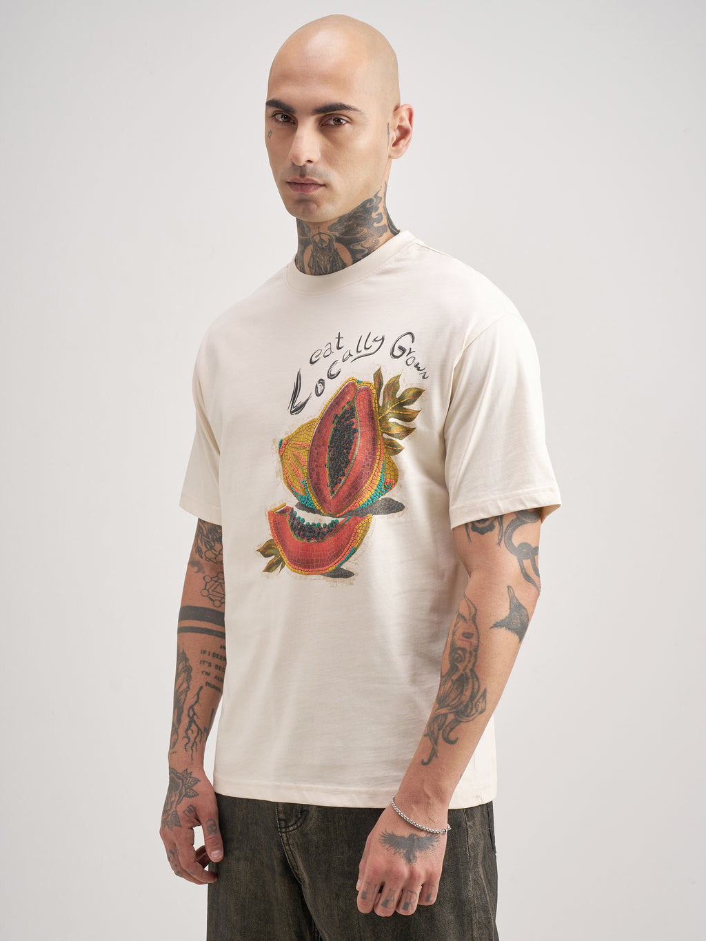 Highlander Men Cream Printed Round Neck T-Shirt - Cream - Image 4