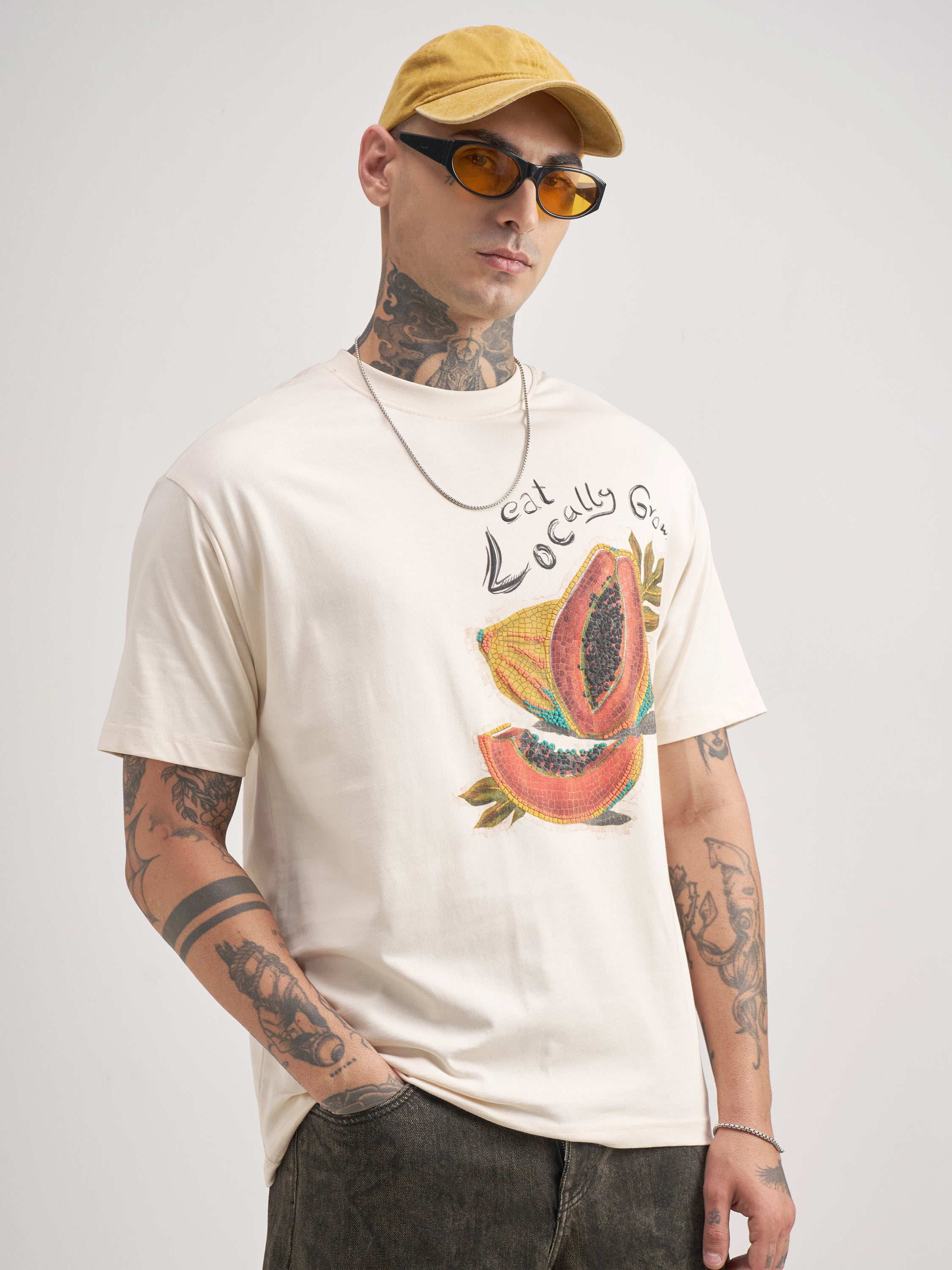 Highlander Men Cream Printed Round Neck T-Shirt - Cream - Image 6