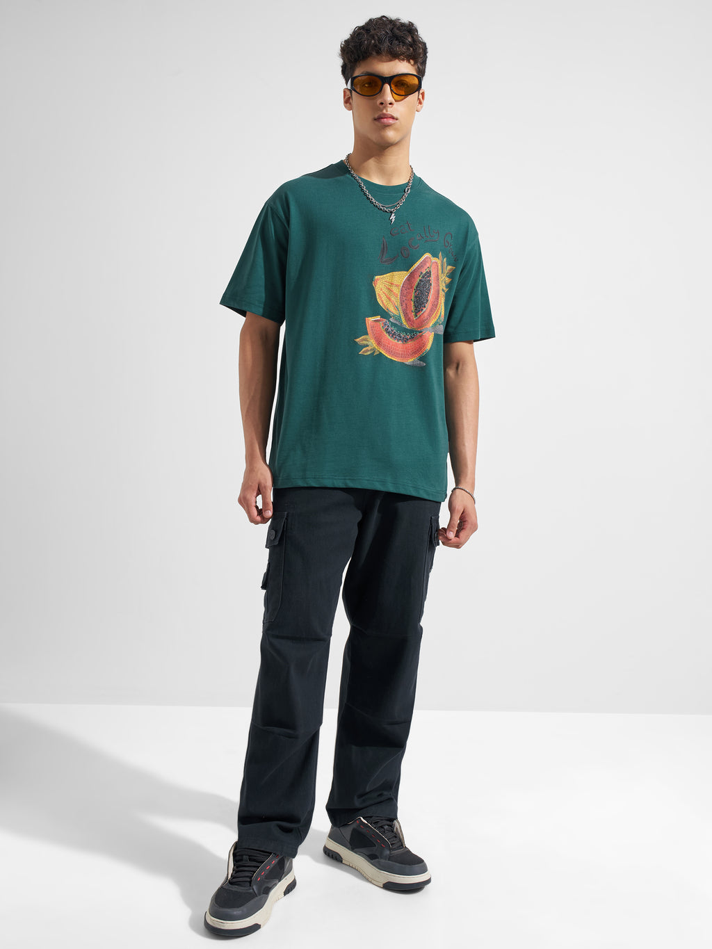 Highlander Men Green Printed Round Neck T-Shirt