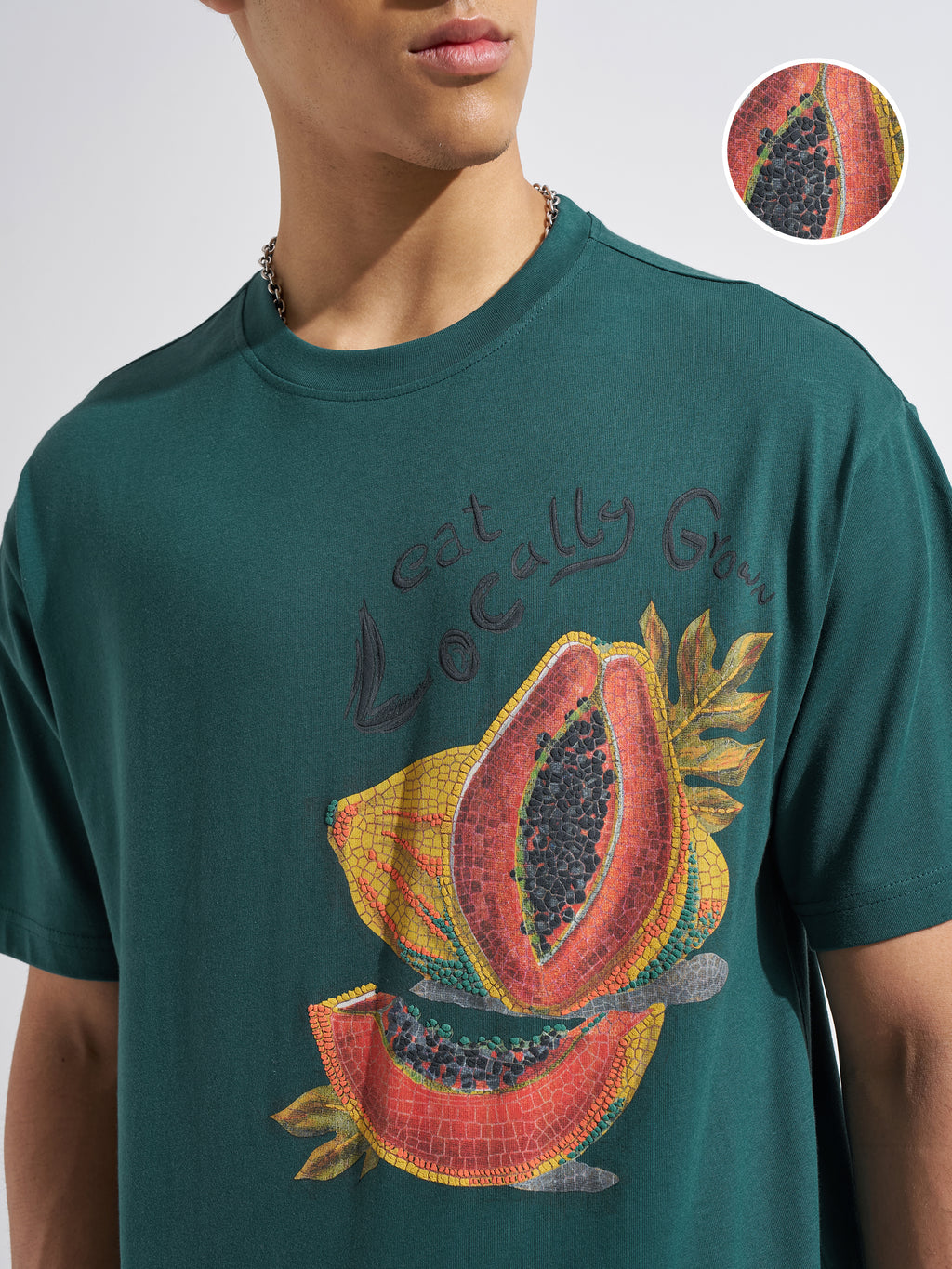 Highlander Men Green Printed Round Neck T-Shirt