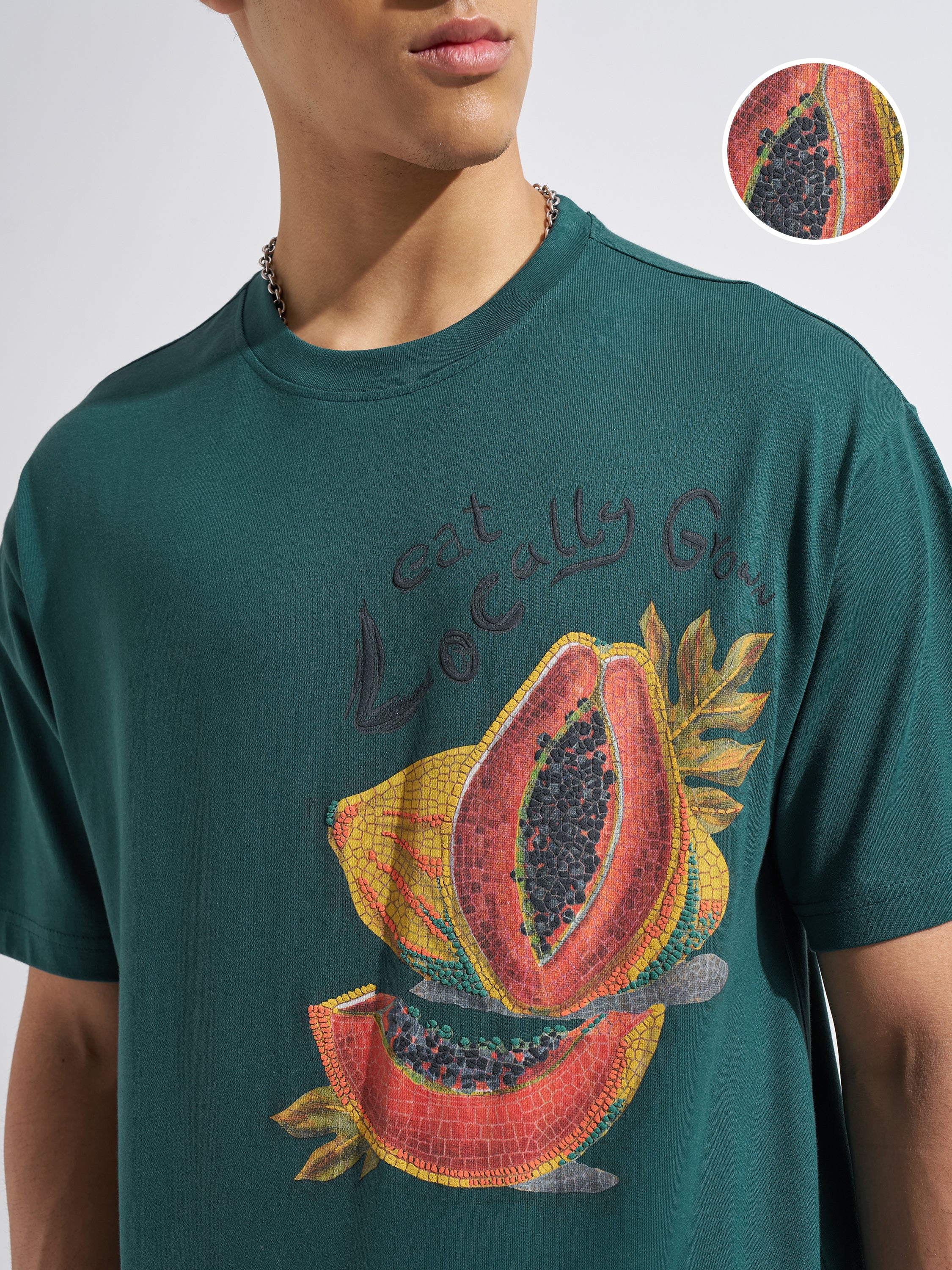 Highlander Men Green Printed Round Neck T-Shirt