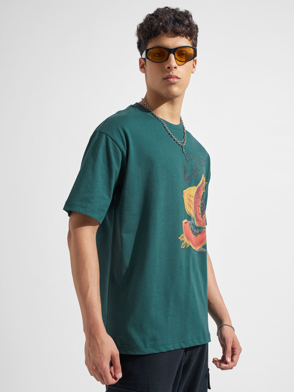 Highlander Men Green Printed Round Neck T-Shirt