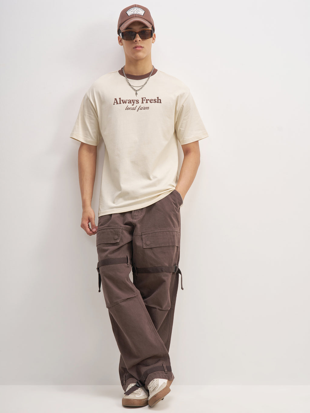 Highlander Men Beige Printed Round Neck T-Shirt - Beige - Image 2